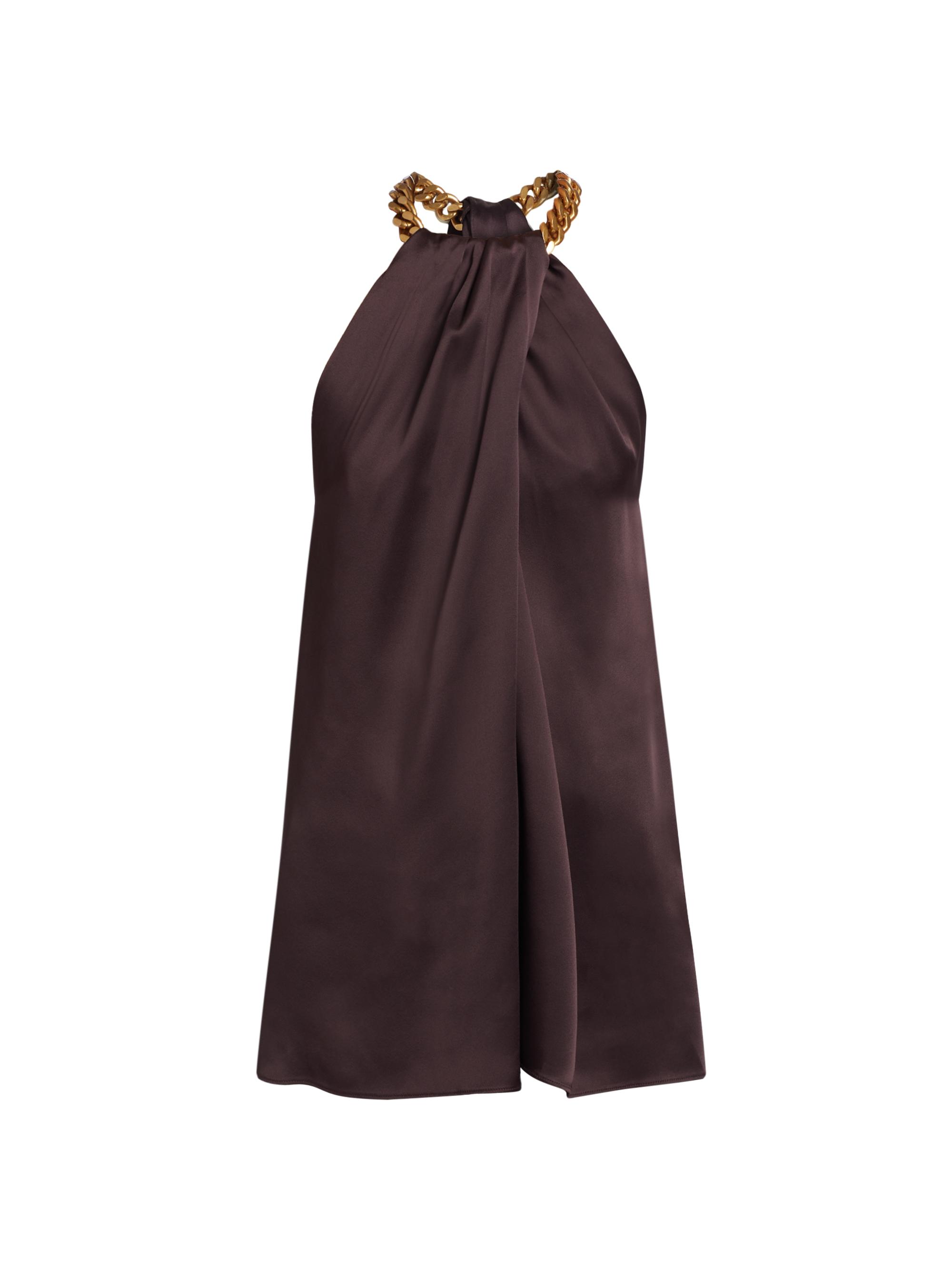 Stella McCartney Women's Satin Chain-Link Halter Top - Chocolate