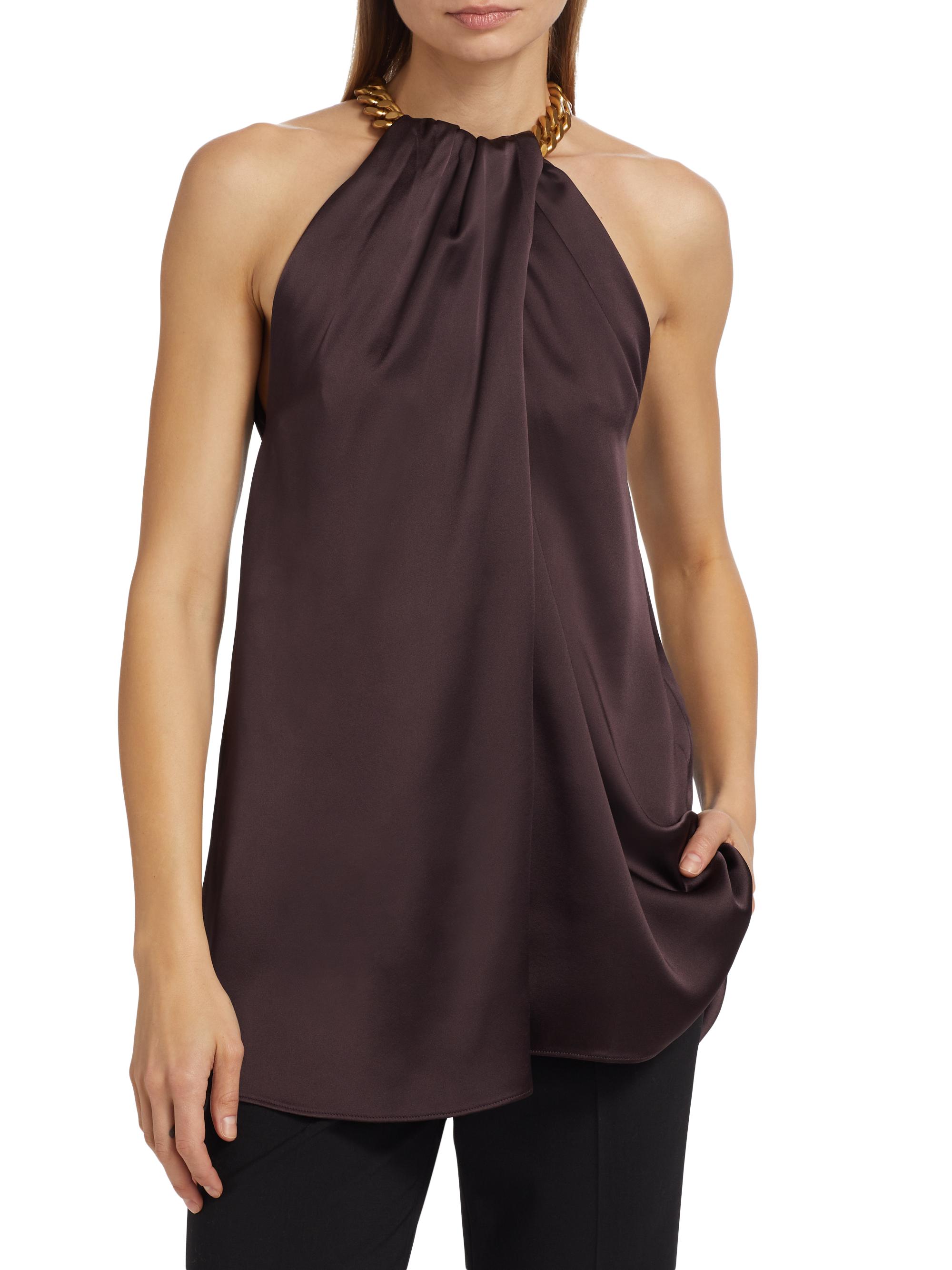 Stella McCartney Satin Chain-Link Halter Top | Saks Fifth Avenue