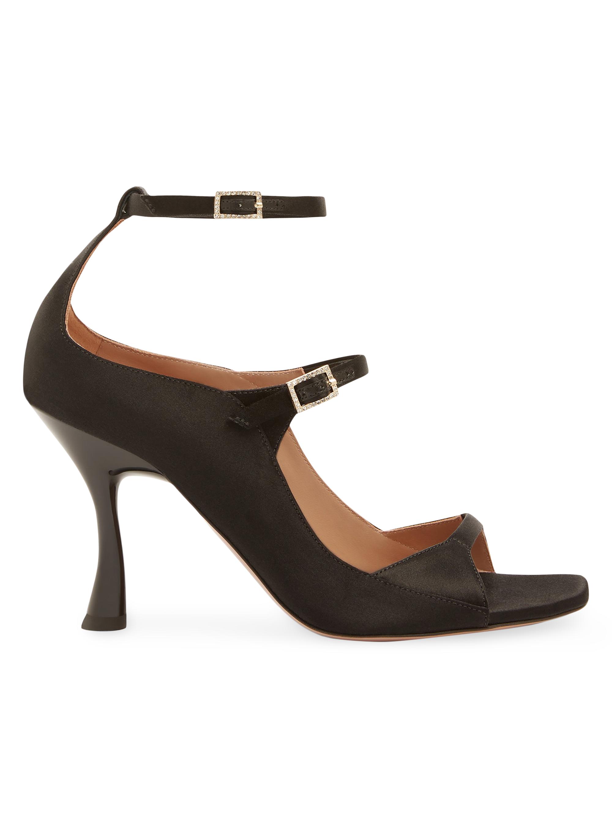 Malone Souliers Women's Riley 0MM Satin Heeled Sandals - Black