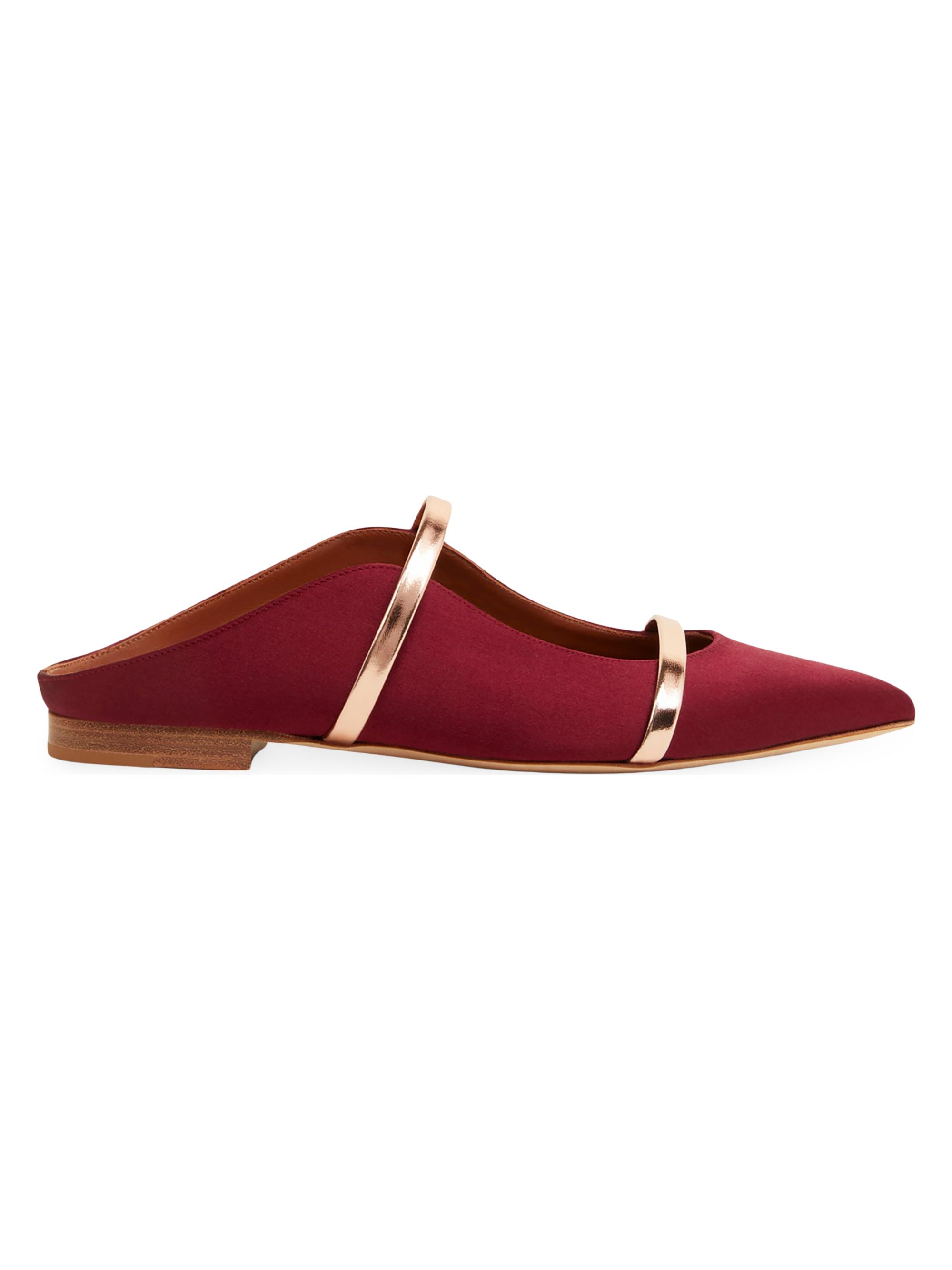 Malone Souliers Women's Maureen Satin Flat Mules - Wine Red