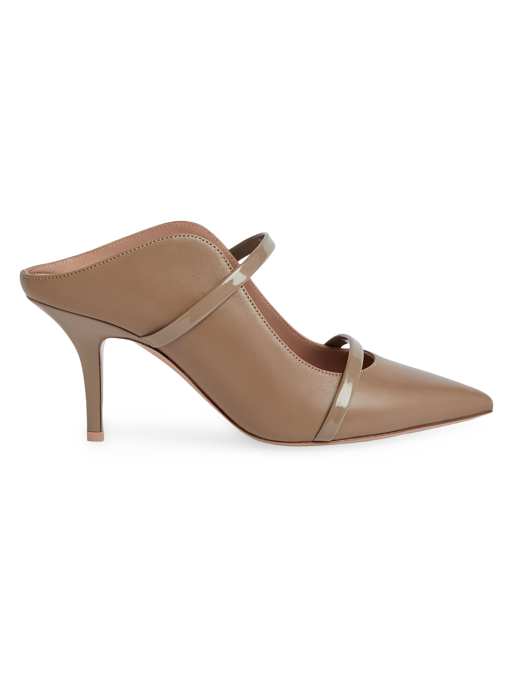 Malone Souliers Women's Maureen 70MM Leather Heeled Mules - Taupe