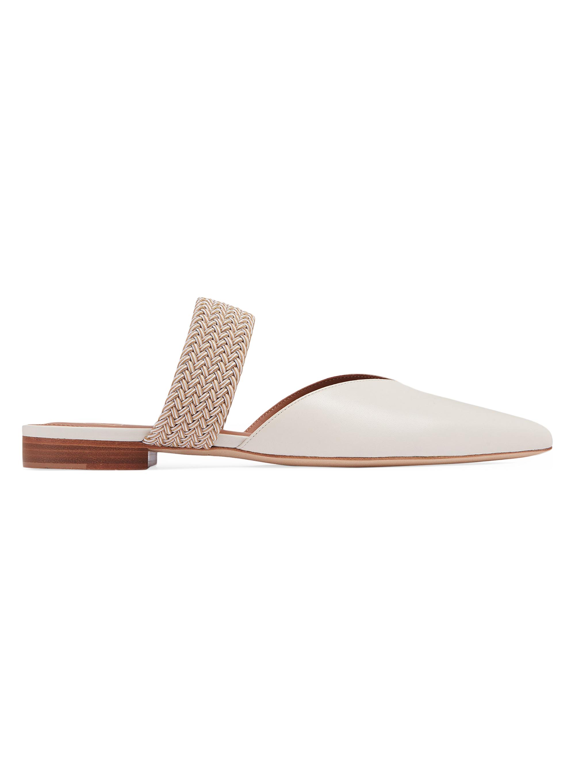 Malone Souliers Women's Maisie Leather Flats with Elastic Strap - Cream