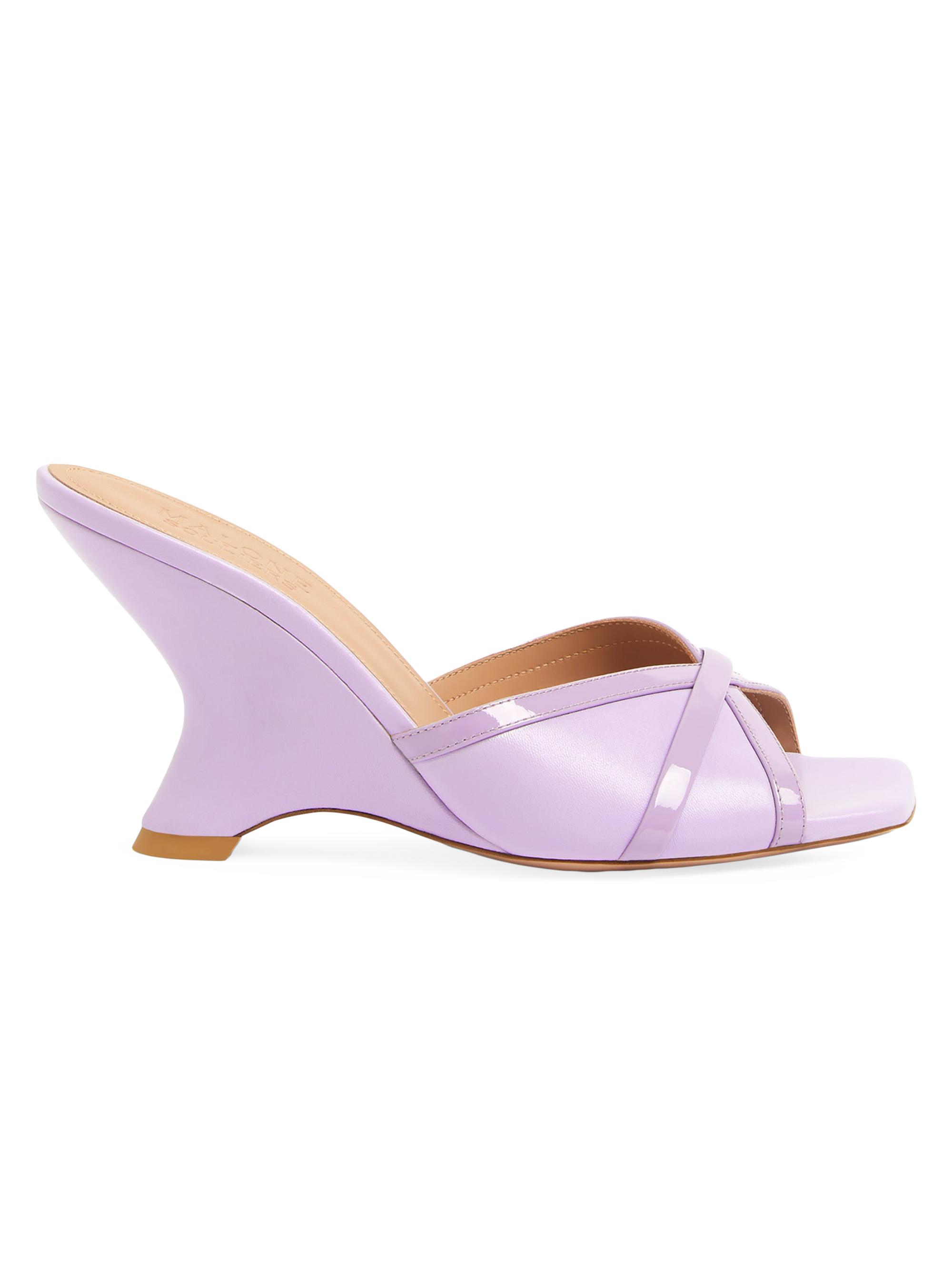 Malone Souliers Women's Perla 85MM Leather Wedge Sandals - Lilac