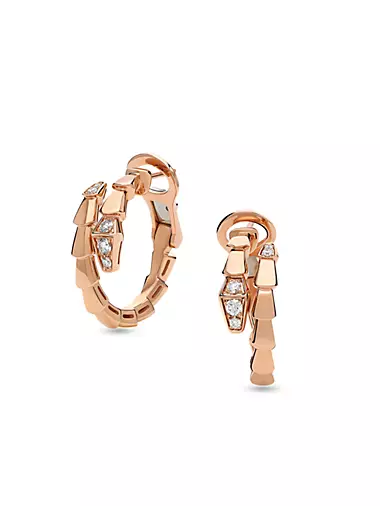 Serpenti Viper 18K Rose Gold & 0.18 TCW Diamond Hoop Earrings
