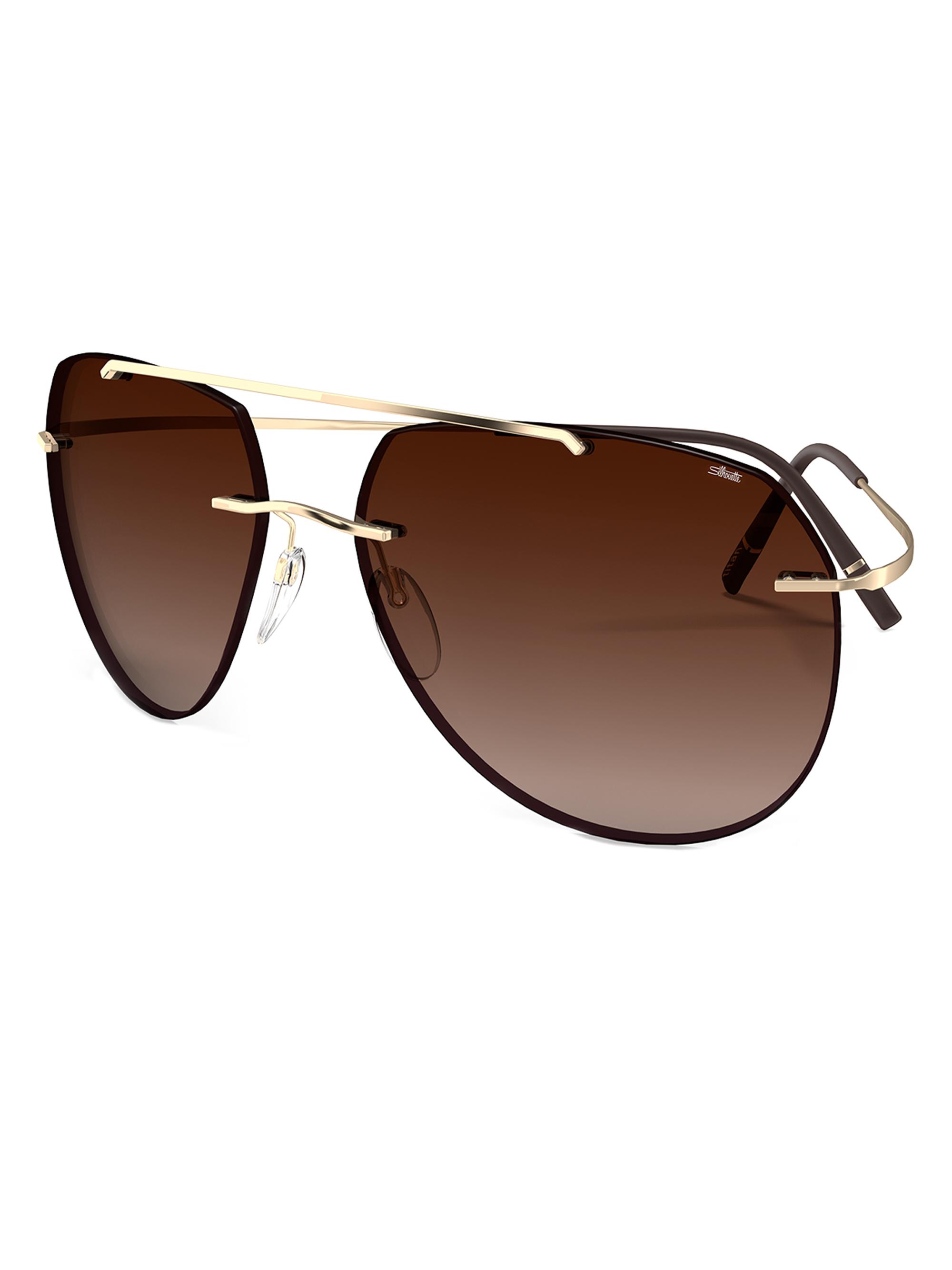 Silhouette Men's Titan Minimal Art Nash 61MM Aviator Sunglasses - Gold Brown Gradient