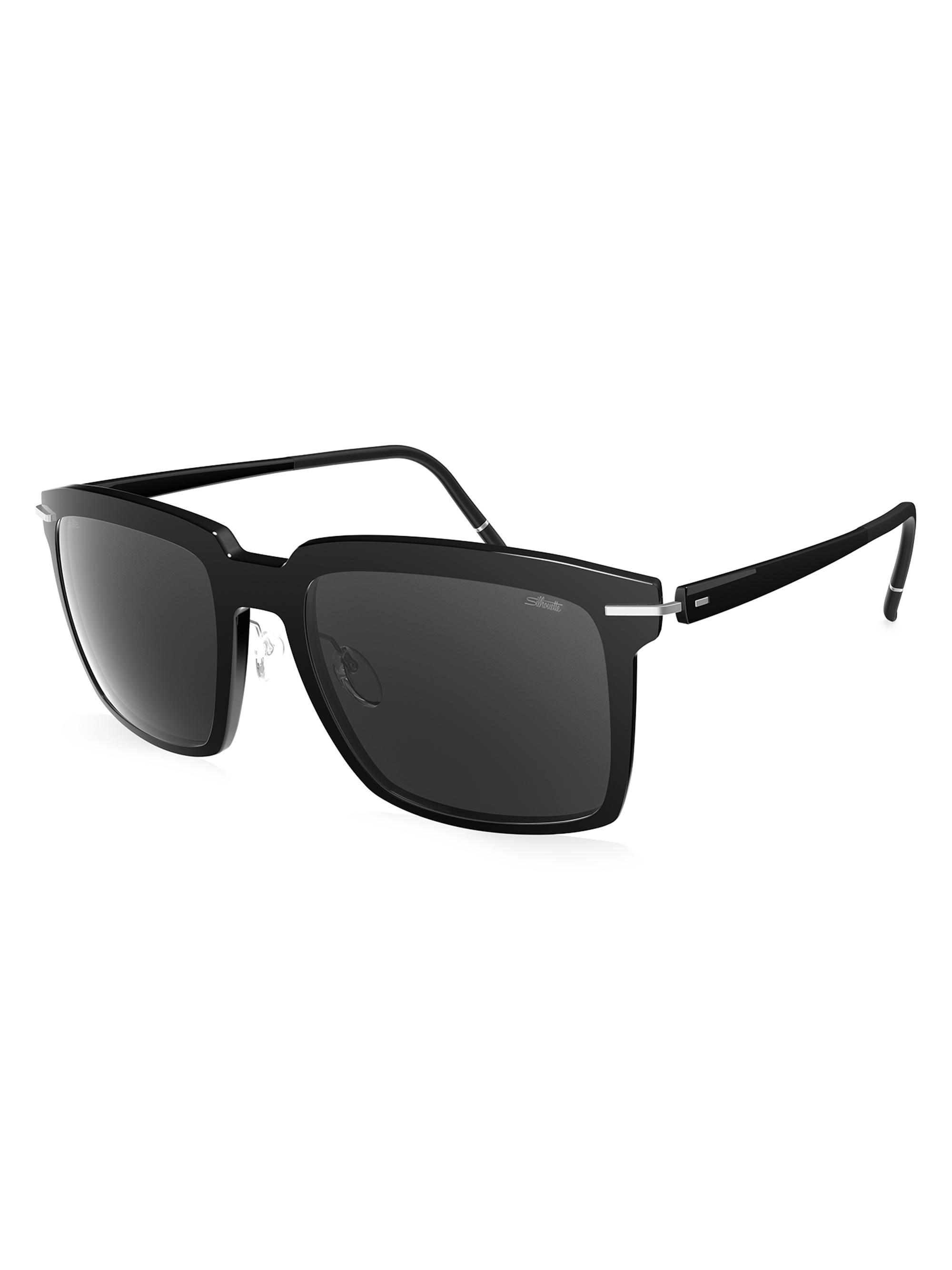 Silhouette Men's Infinity Menton 55MM Rectangular Sunglasses - Black Dark Grey