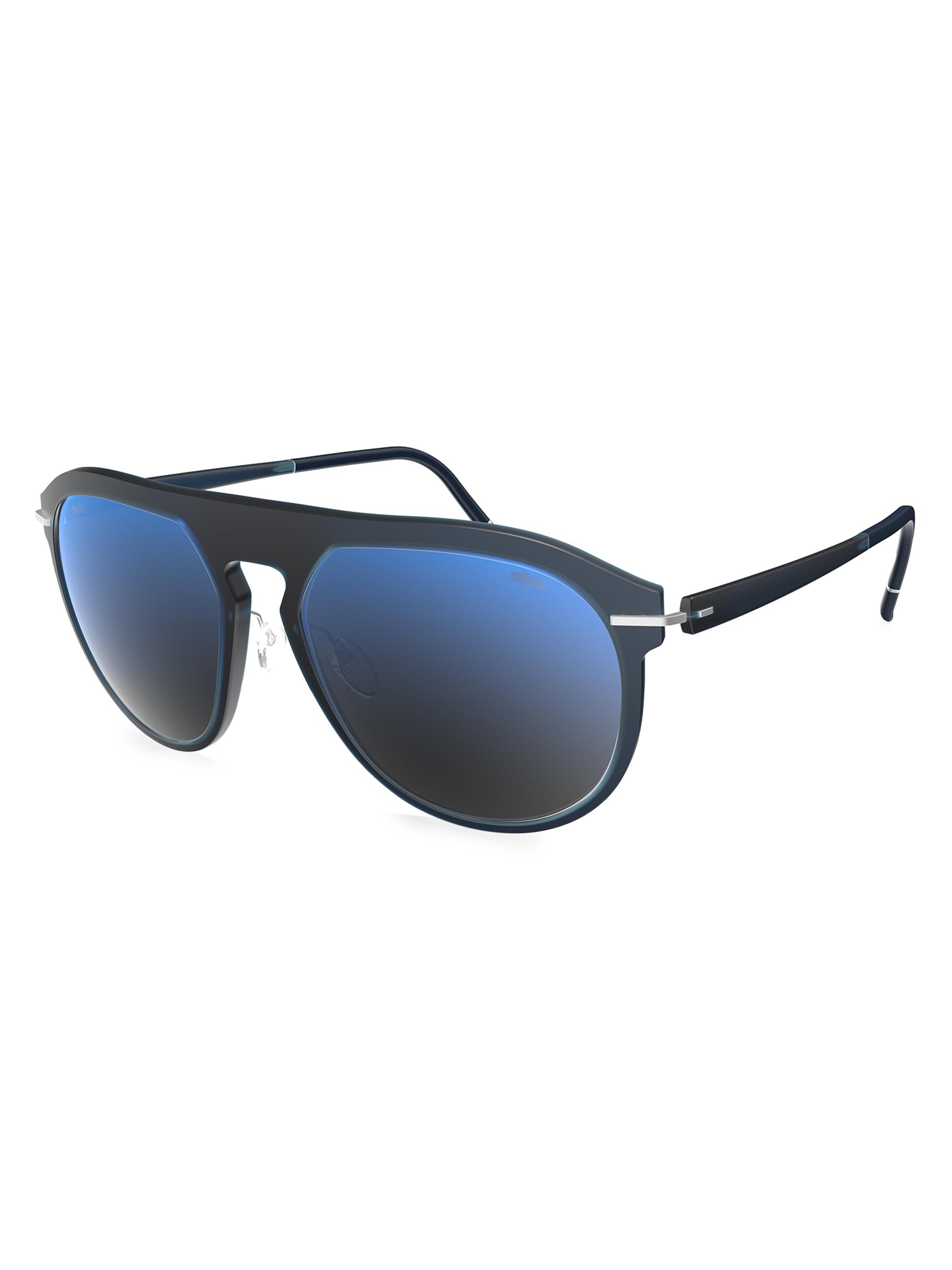 Silhouette Men's Infinity Antibes 58MM Aviator Sunglasses - Black Blue Mirror