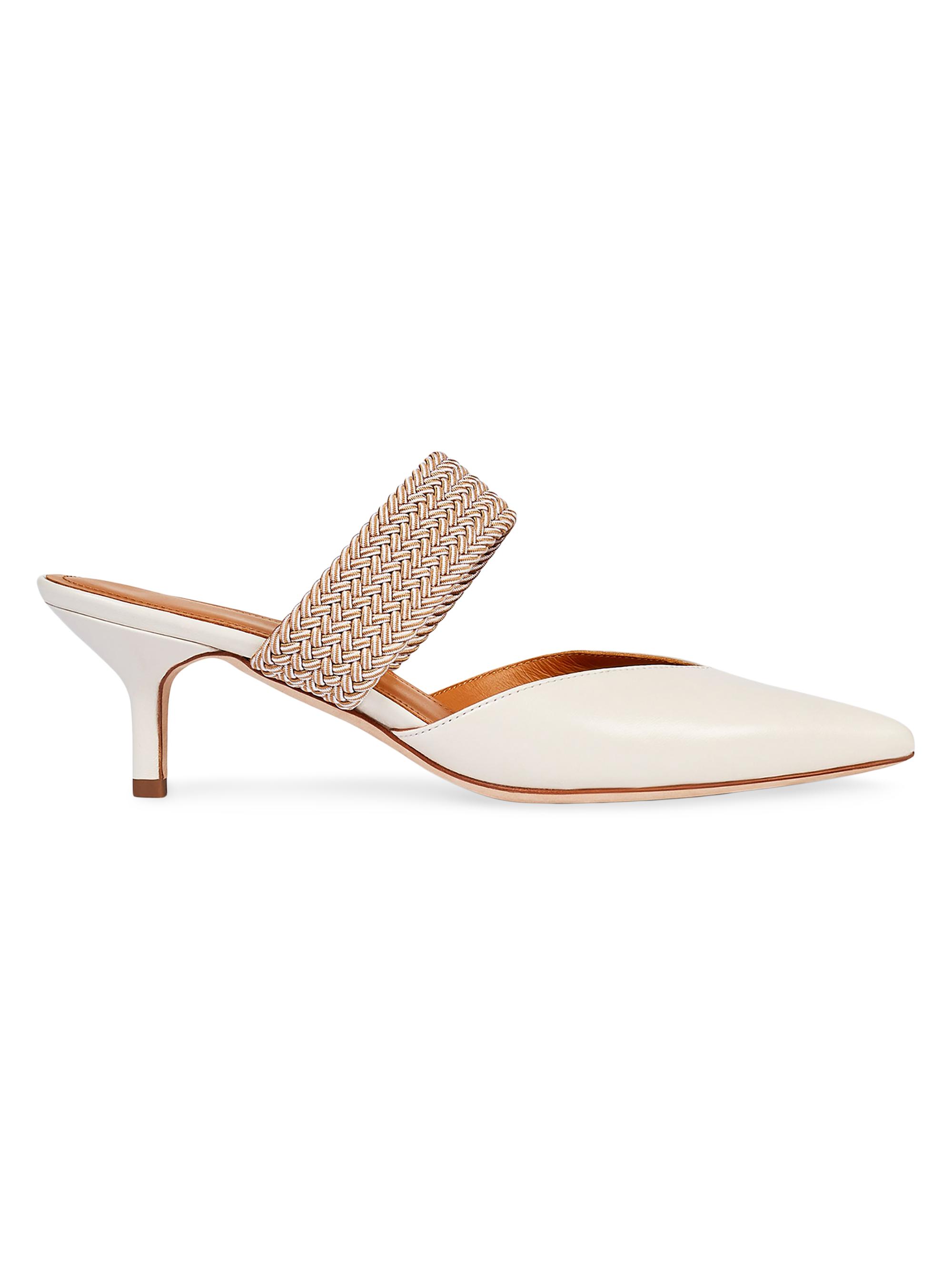 Malone Souliers Women's Maisie 4MM Leather Kitten Heels with Elastic Strap - Cream