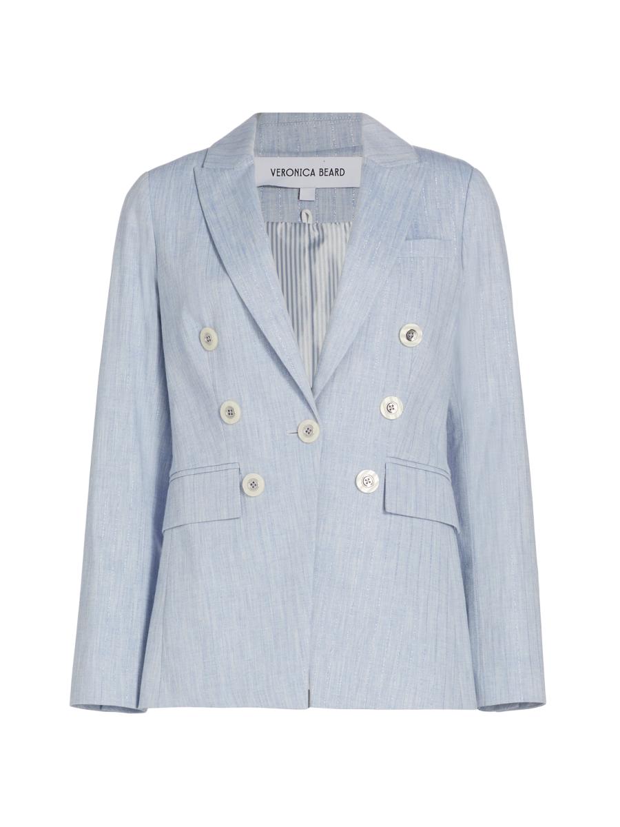 Veronica Beard Gaya Metallic Pinstriped Cotton Blazer | Saks Fifth