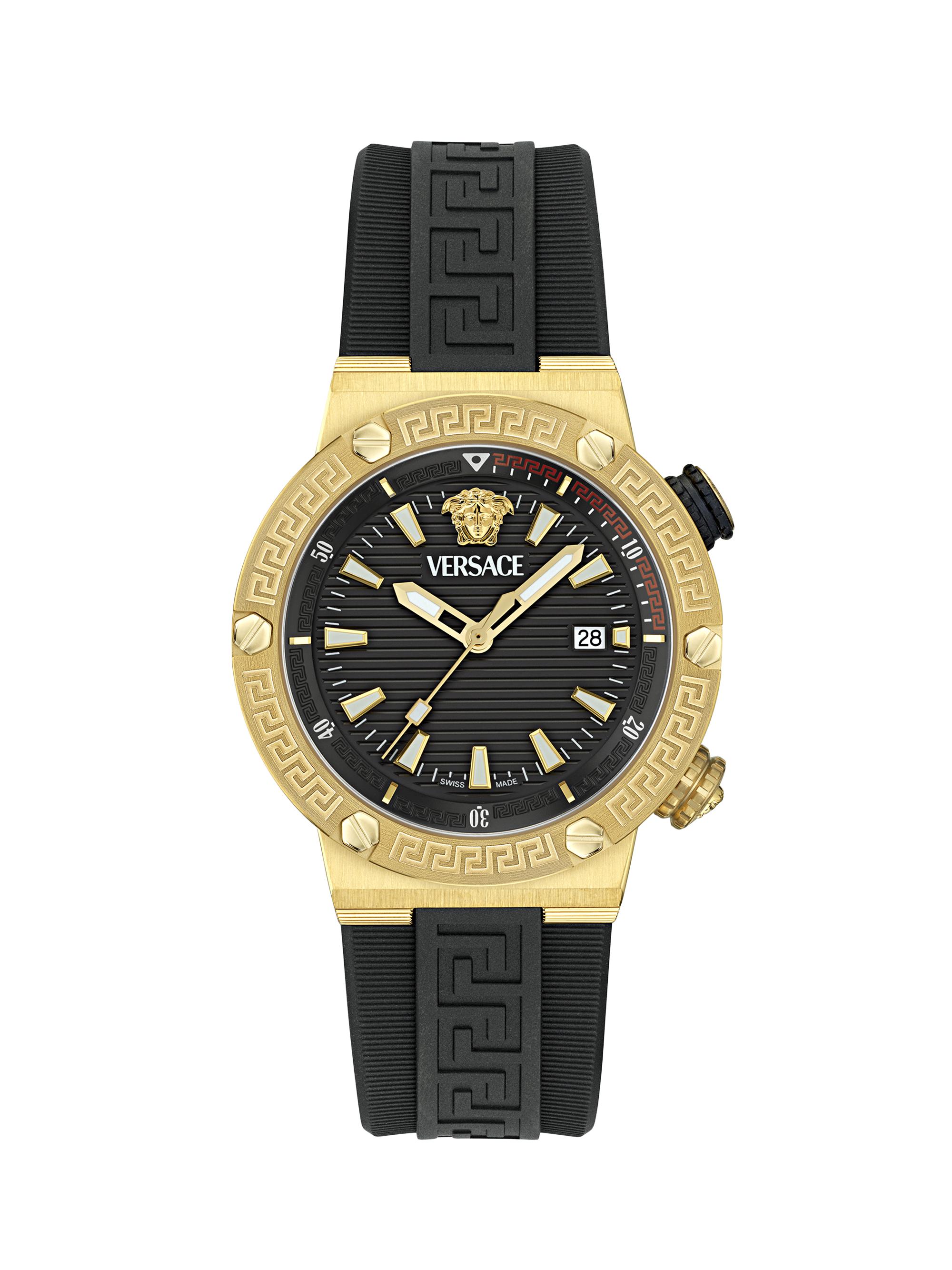 Versace Men's Greca Logo Diver IP Yellow Gold & Greca Strap Watch/43MM - Black Gold