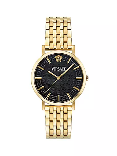 Greca Slim IP Yellow Gold-Plated Stainless Steel Bracelet Watch/40MM