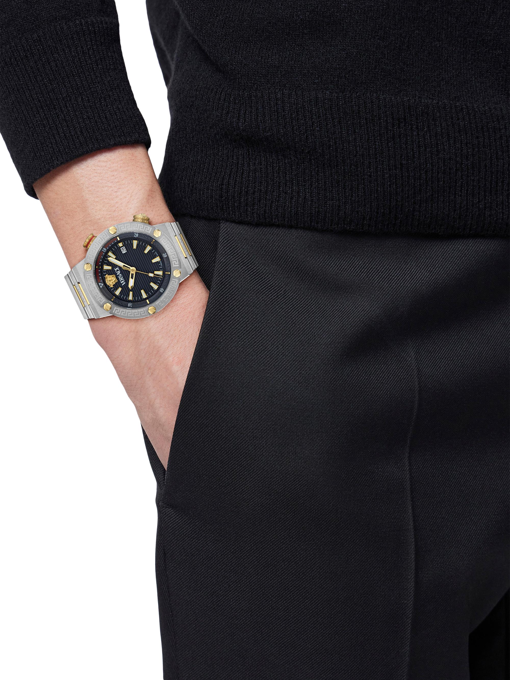 Versace Greca Logo Diver Stainless Steel Bracelet Watch/43MM