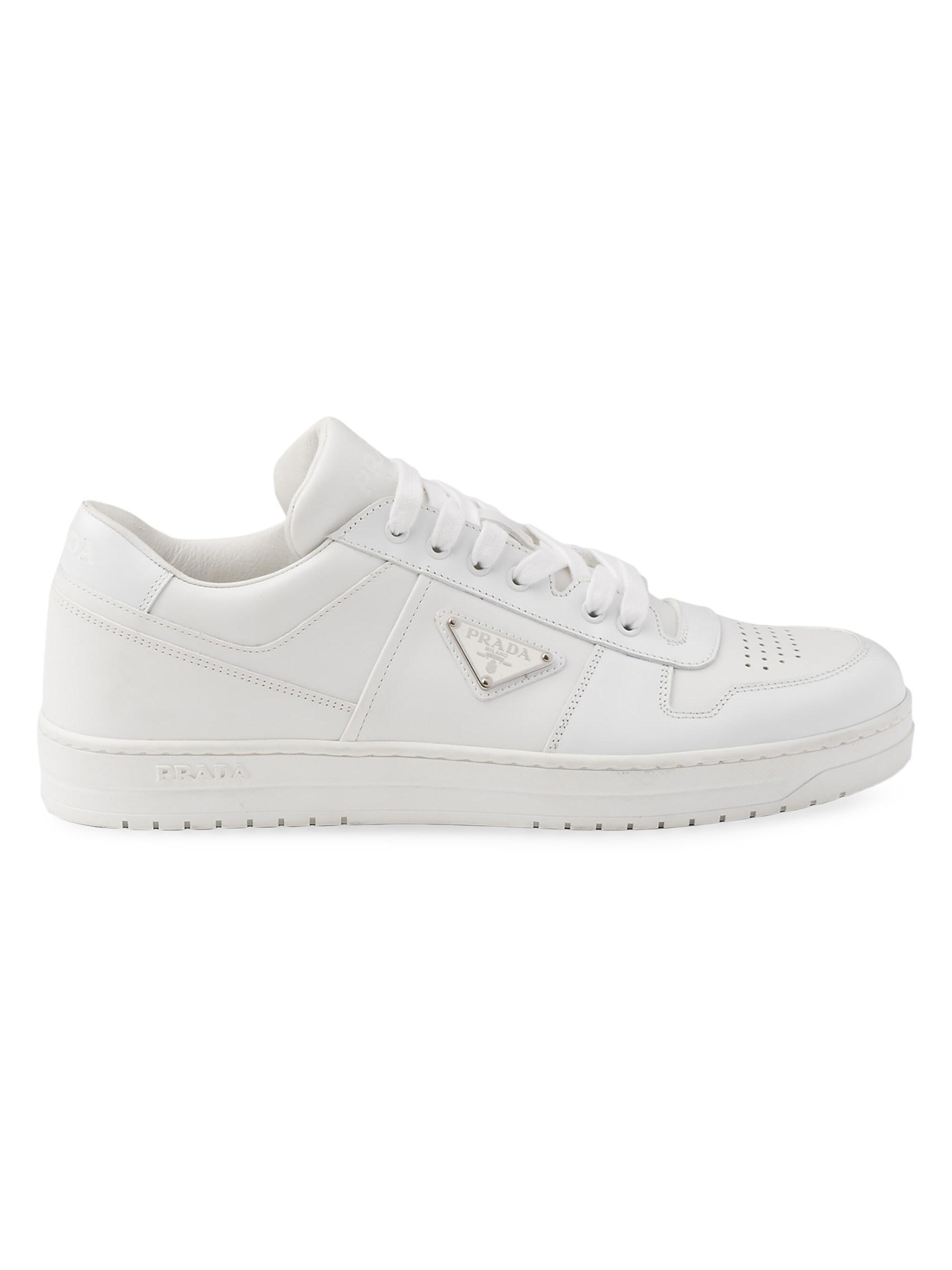 Prada Men's Downtown Leather Sneakers - White
