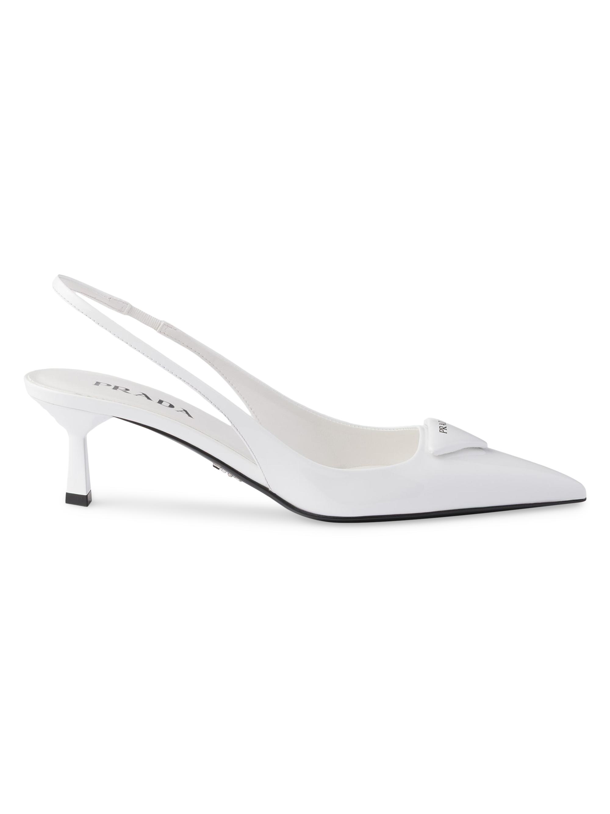 Prada Women's Patent Leather 55MM Slingback Pumps - White