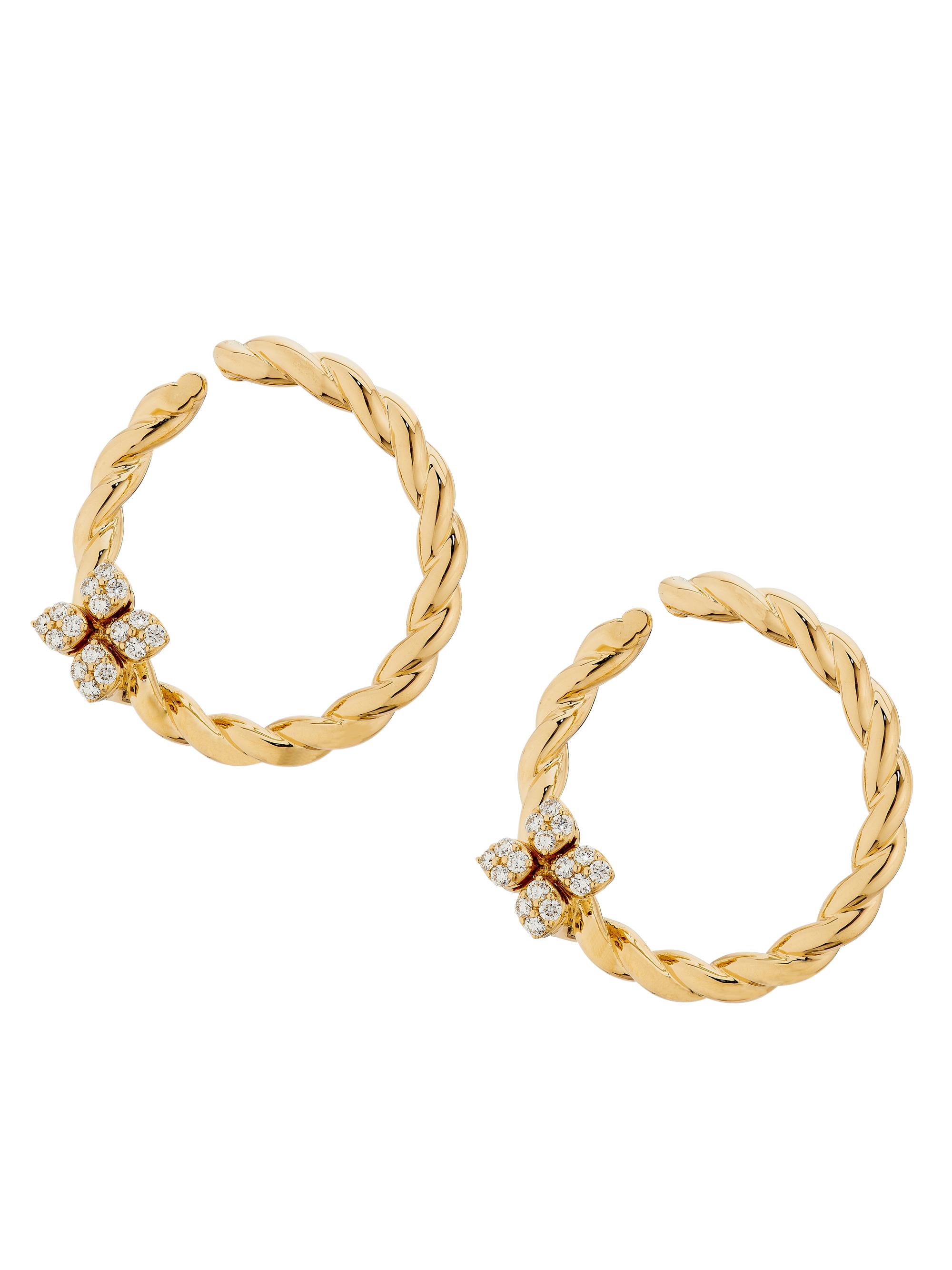 Roberto Coin Women's Love In Verona 18K Yellow Gold & 0.35 TCW Diamond Hoop Earrings - Yellow Gold