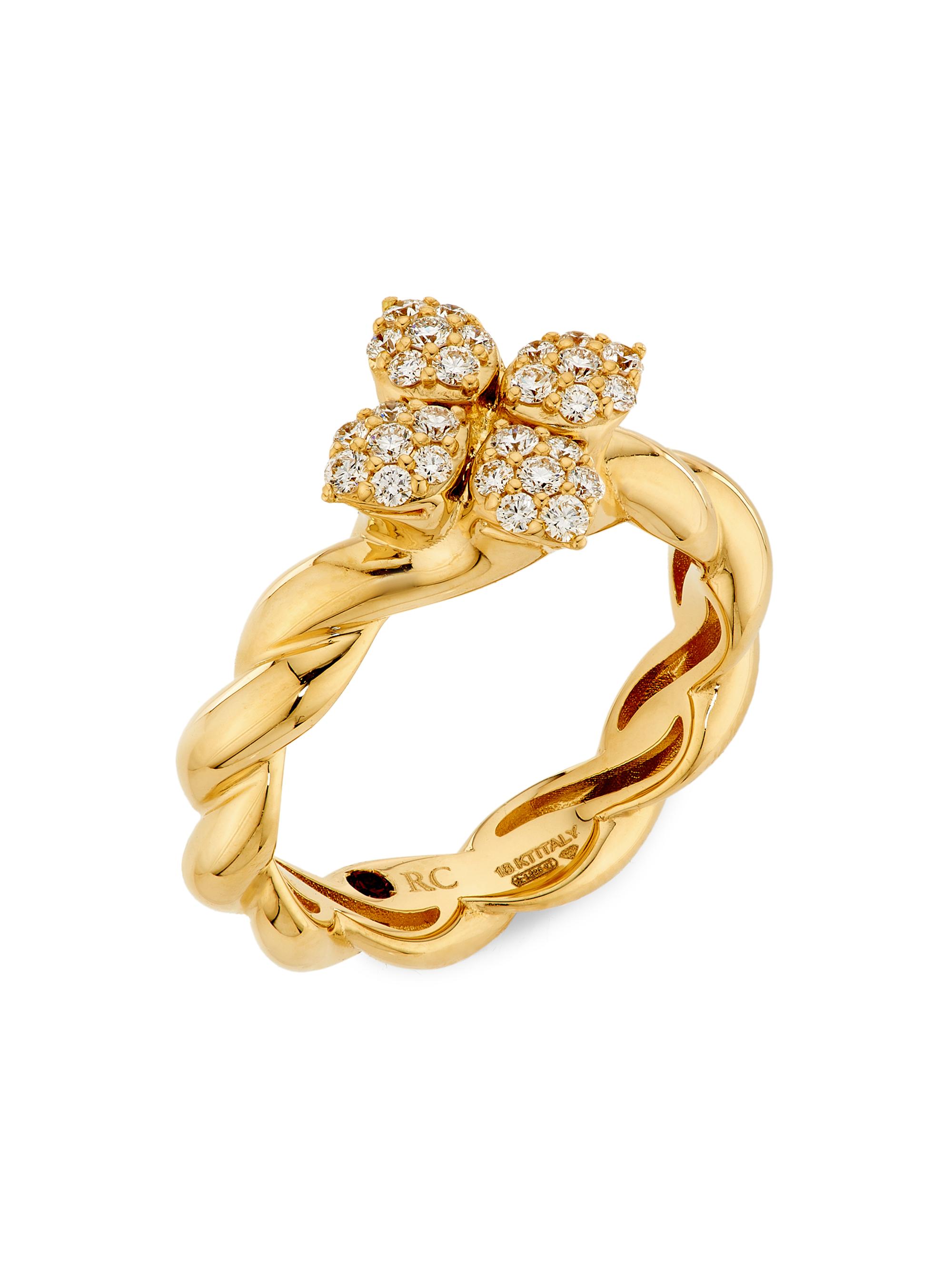 Roberto Coin Women's Love In Verona 18K Yellow Gold & 0.30 TCW Diamond Twisted Ring - Yellow Gold