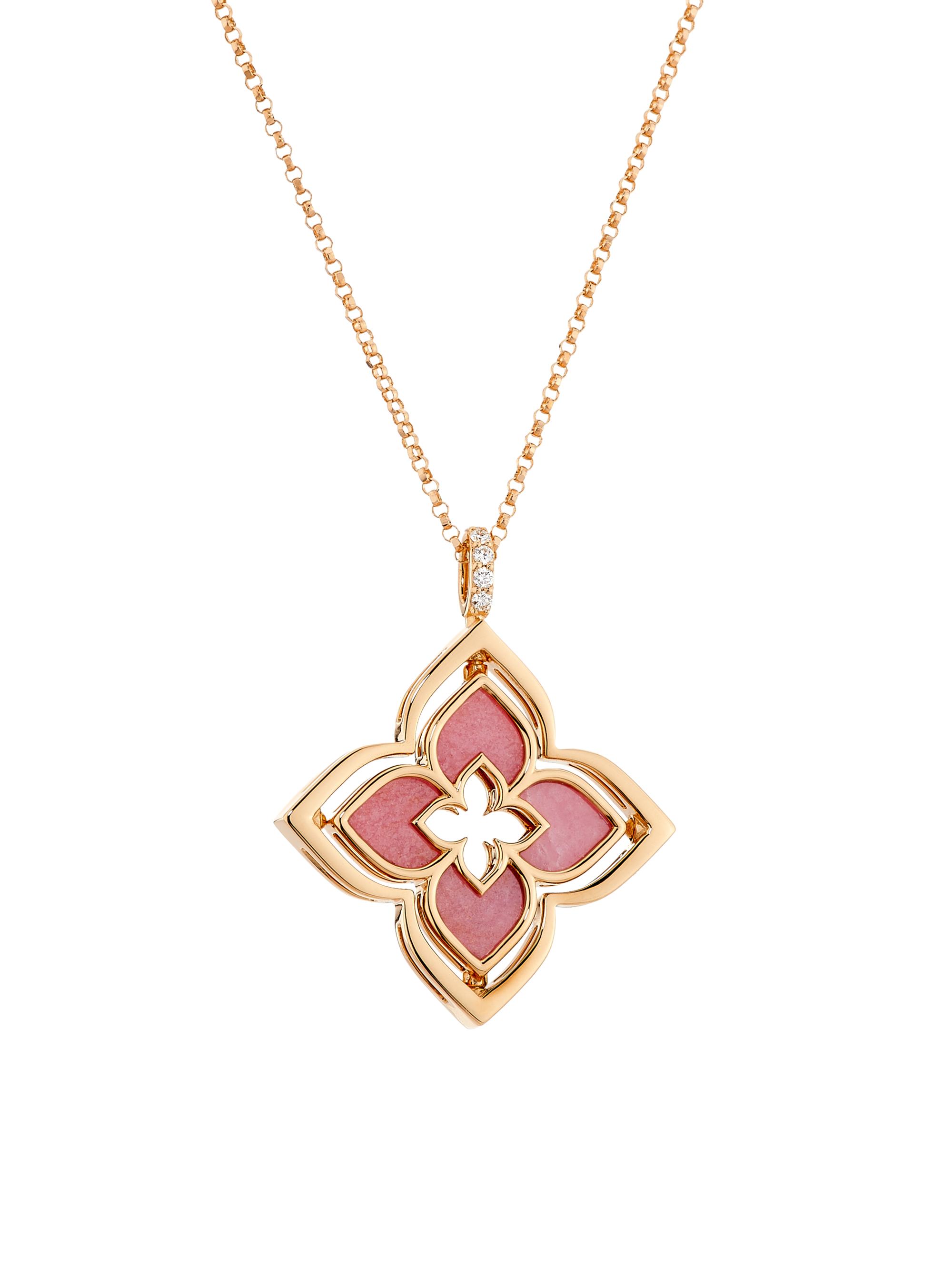 Roberto Coin Women's Venetian Princess Pirouette 18K Rose Gold, Rhodonite & 0.12 TCW Diamond Necklace - Rose Gold