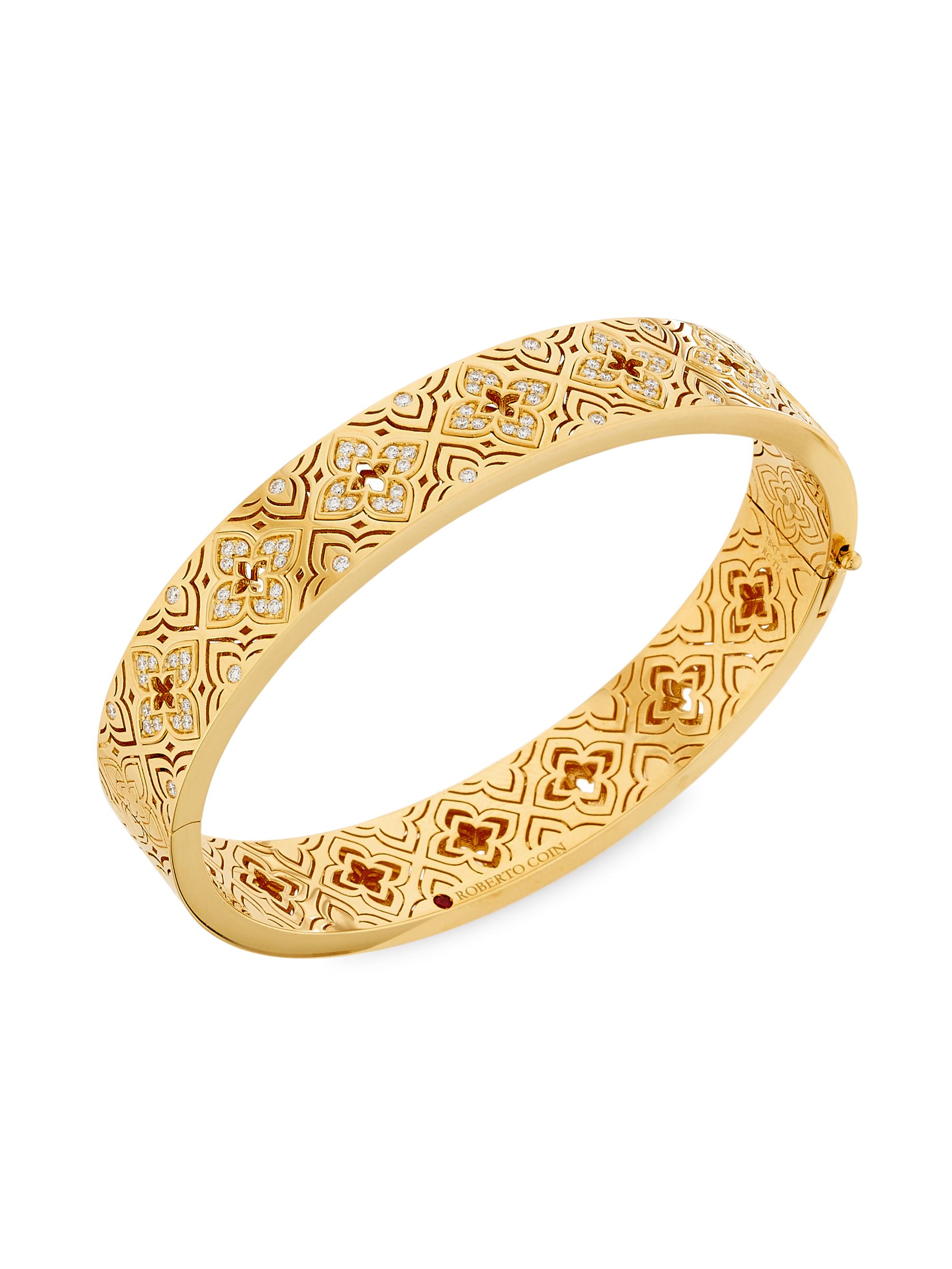 Roberto Coin Women's Venetian Princess 18K Yellow Gold & 0.60 TCW Diamond Bangle - Yellow Gold