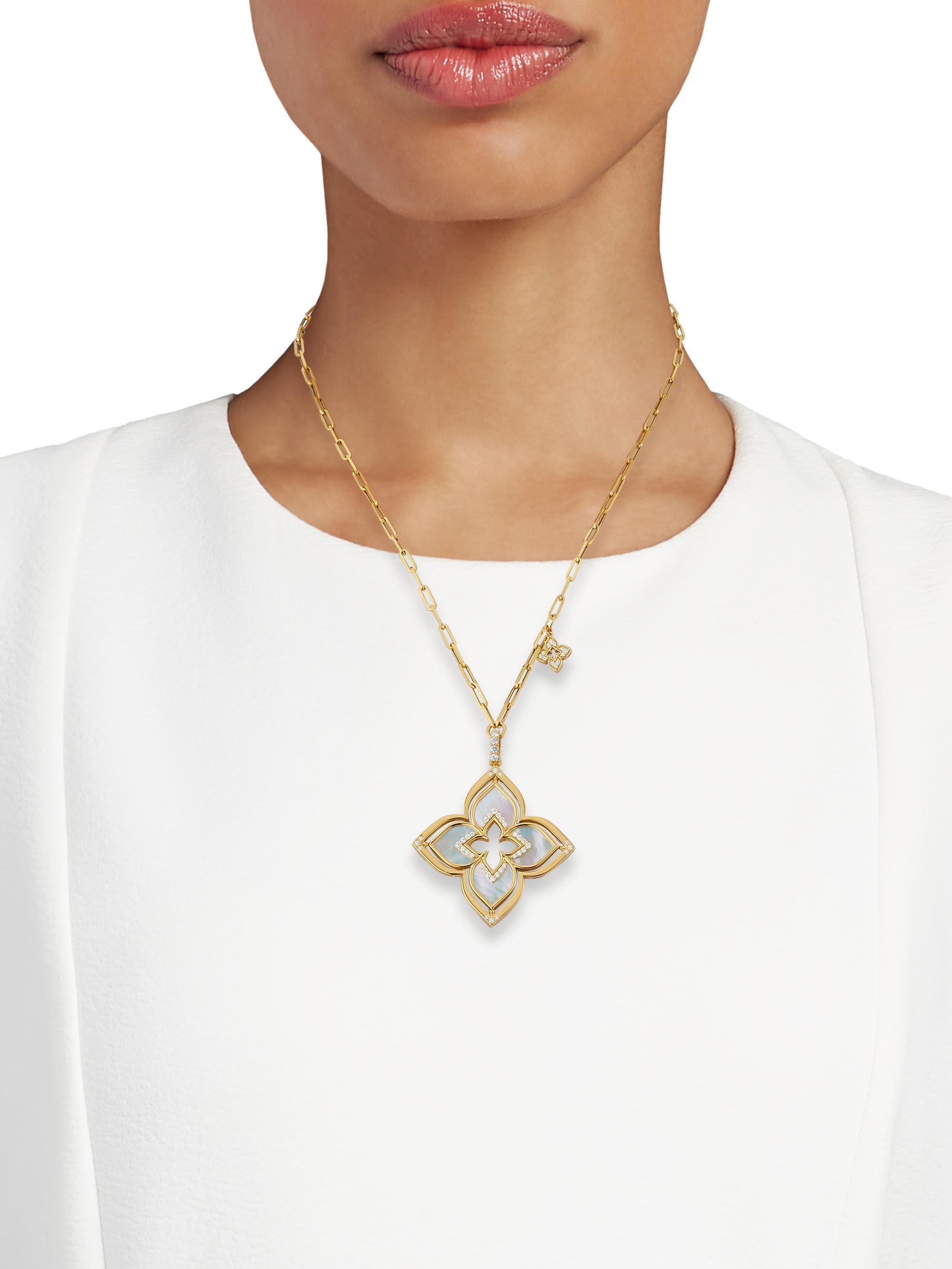 18K YG VENETIAN MEDALLIONS MEDIUM DIAMOND AND MOTHER OF PEARL NECKLACE main image 0
