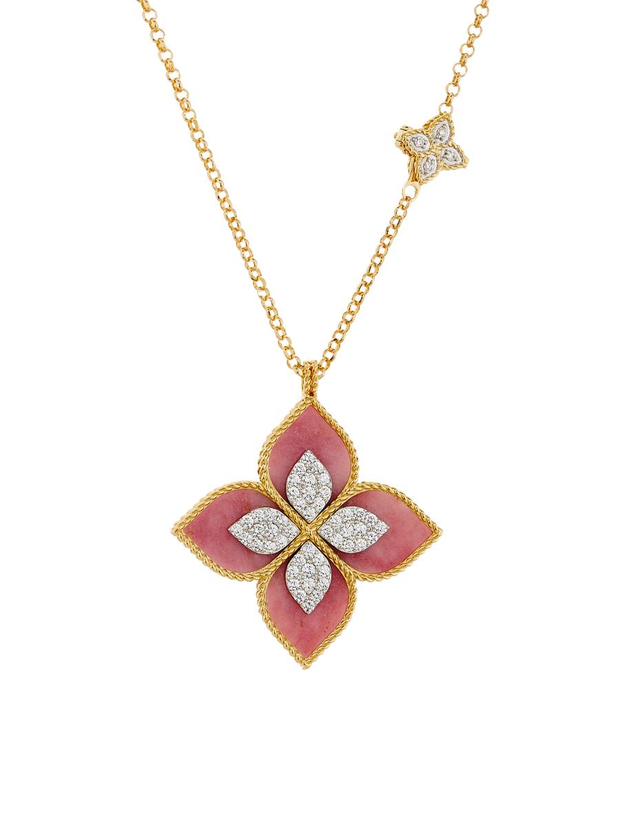 フロレンティーナ Roberto Coin Venetian Princess 18K Yellow Gold, Rhodonite & 0.72