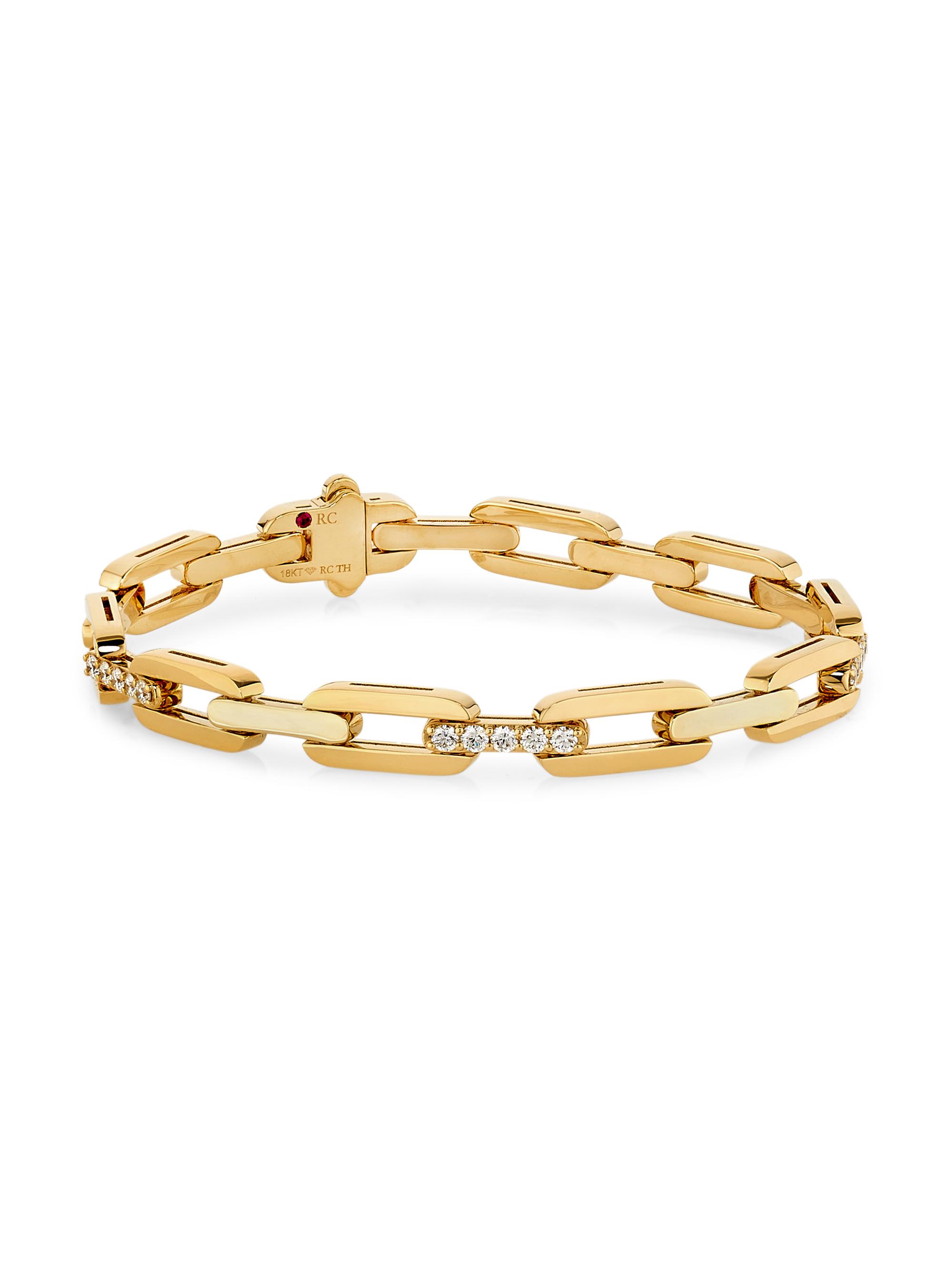 Roberto Coin Women's Navarra 18K Yellow Gold & 0.80 TCW Diamond Chain Bracelet - Yellow Gold