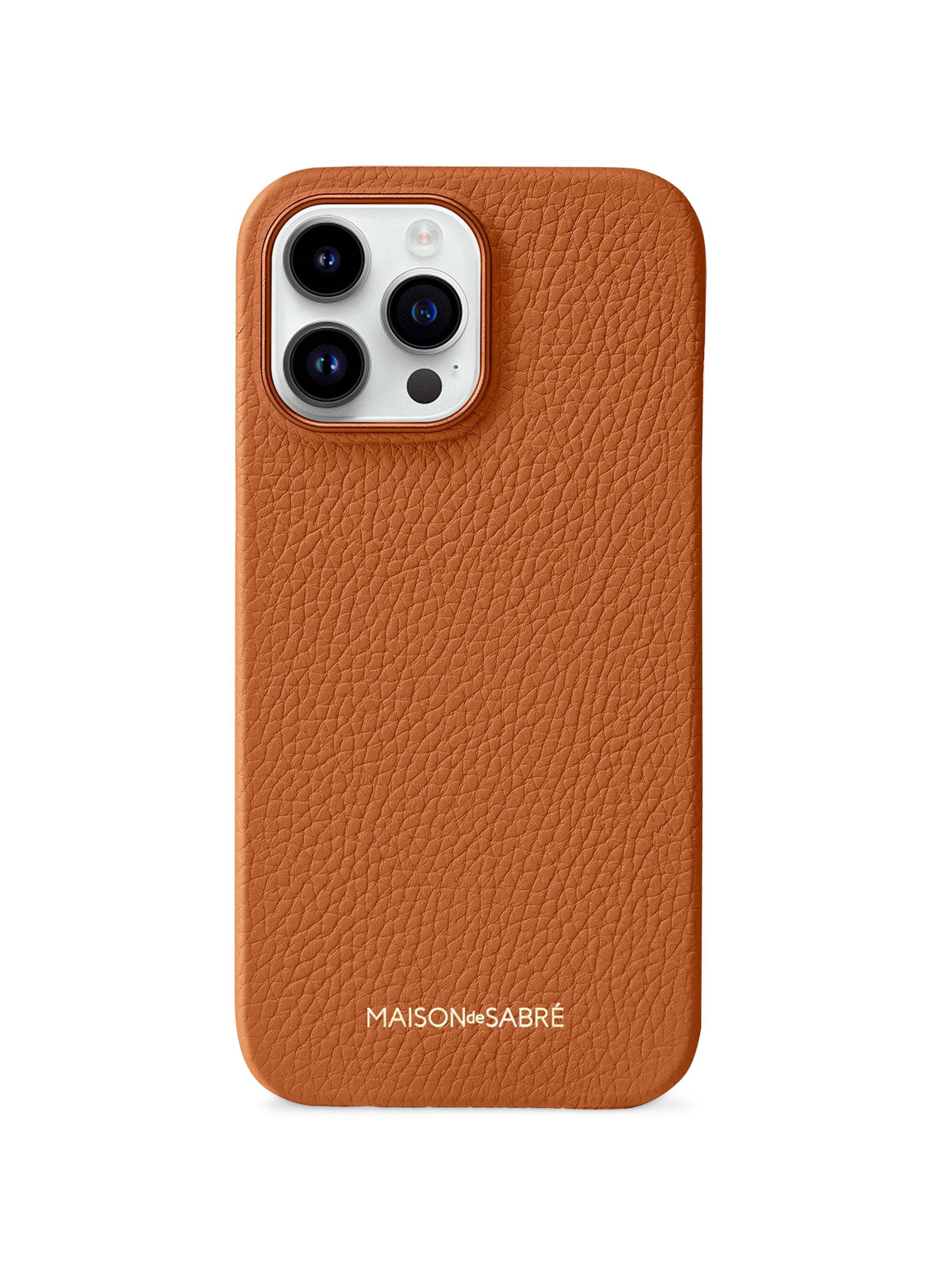 Maison de Sabre Leather Phone Case iPhone 15 Pro - Pecan Brown