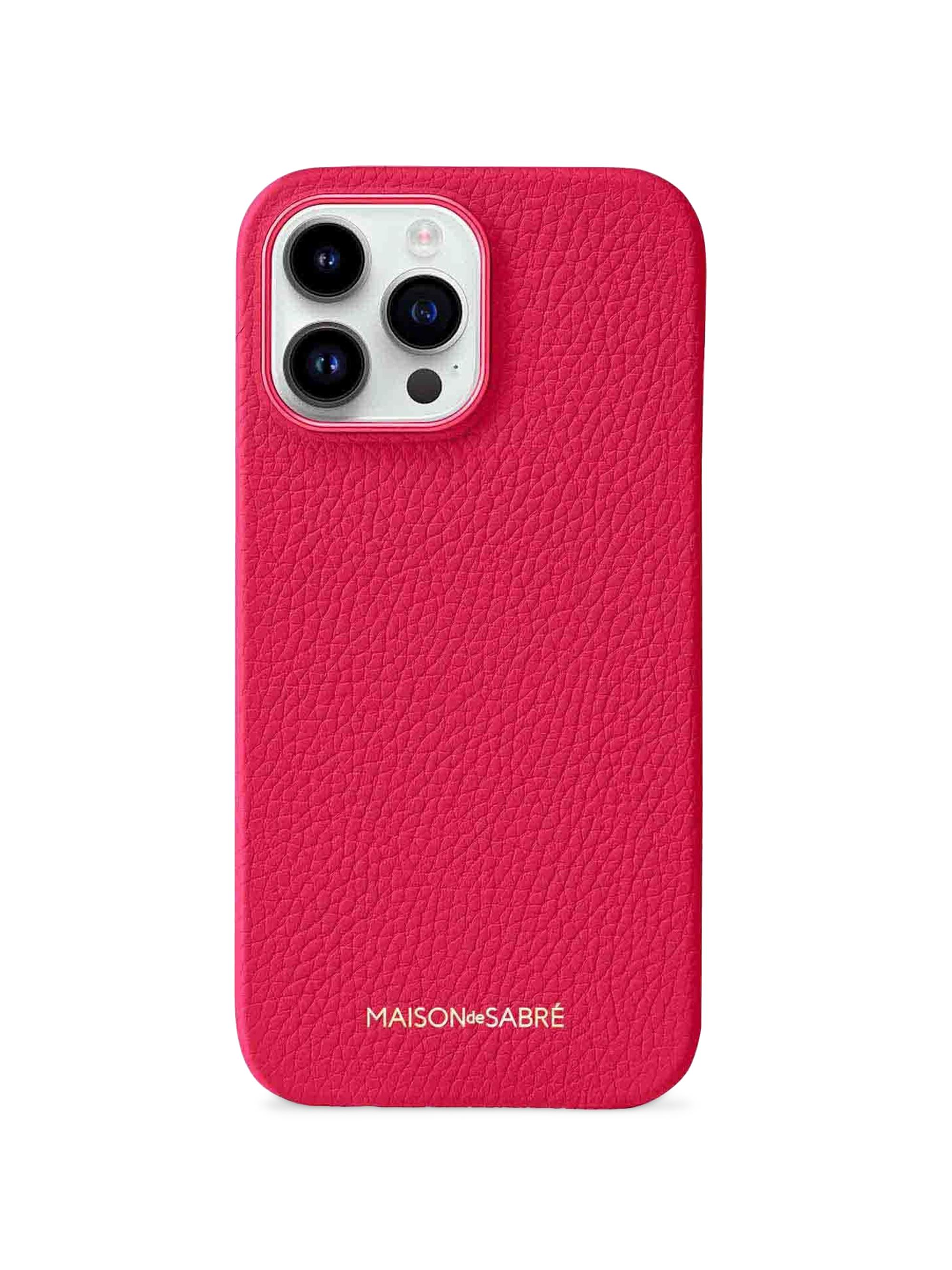 Maison de Sabre Leather Phone Case iPhone 15 Pro - Shibuya Fuchsia