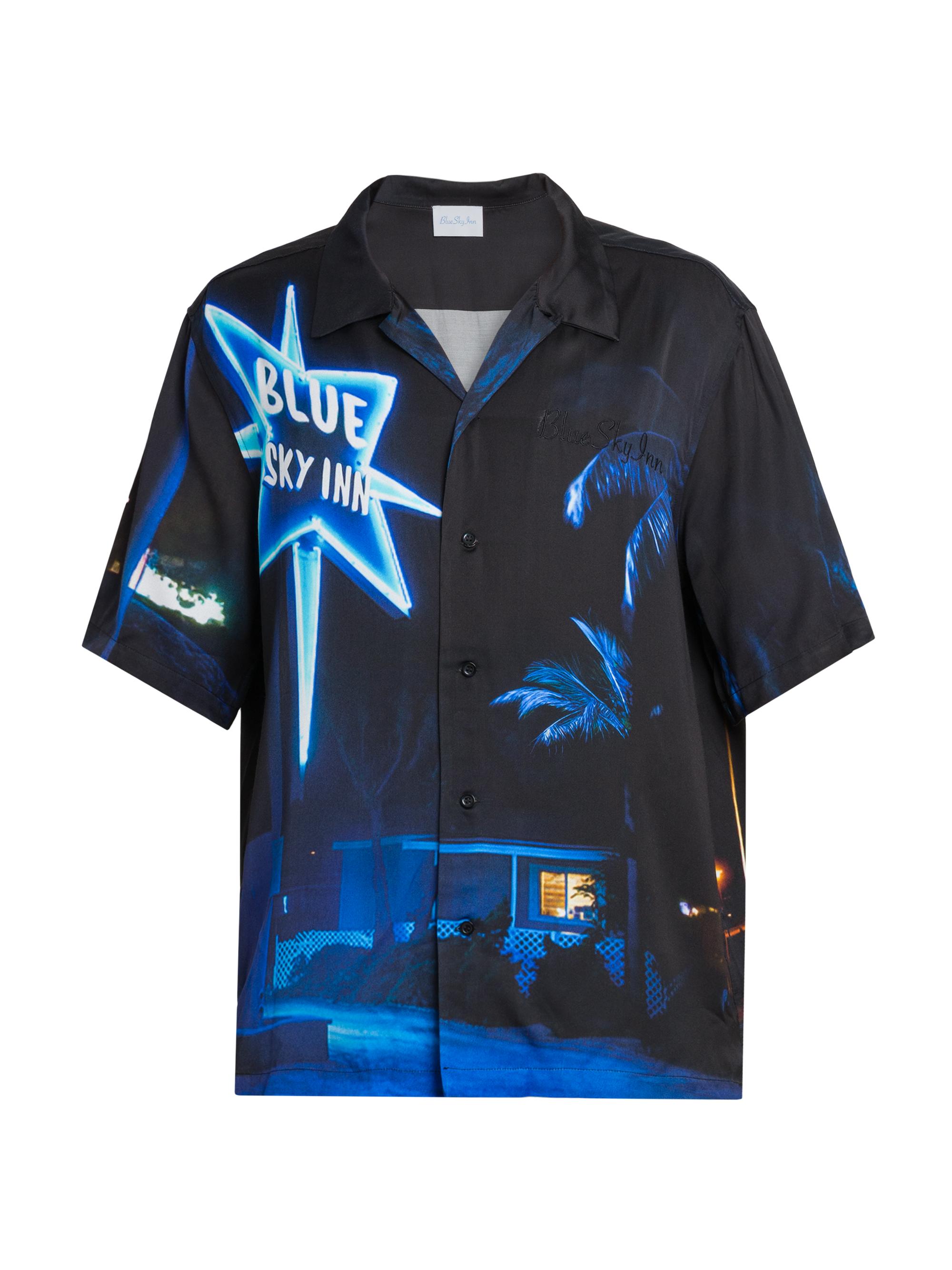 Blue Sky Inn Men's Star Sign Satin Camp Shirt - All Over Print