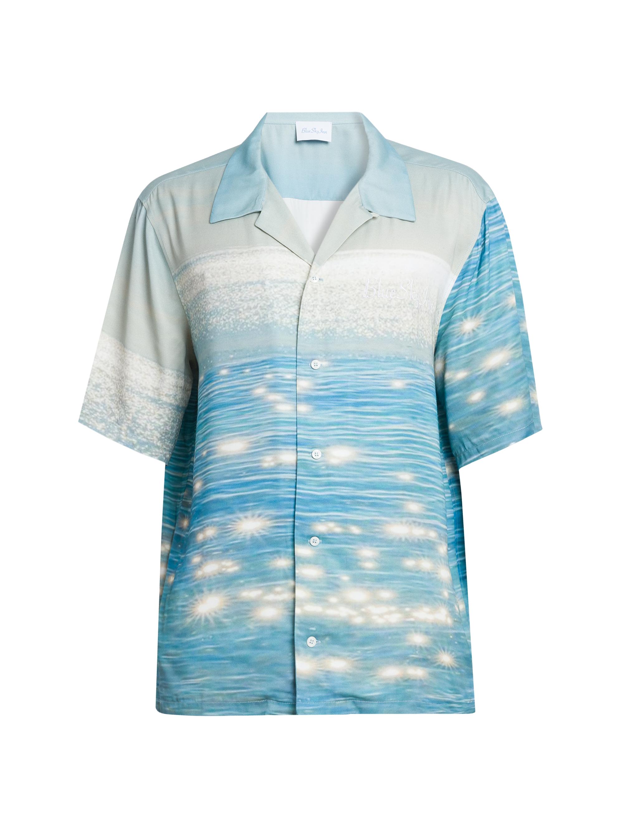 Blue Sky Inn Men's Ocean Satin Camp Shirt - All Over Print