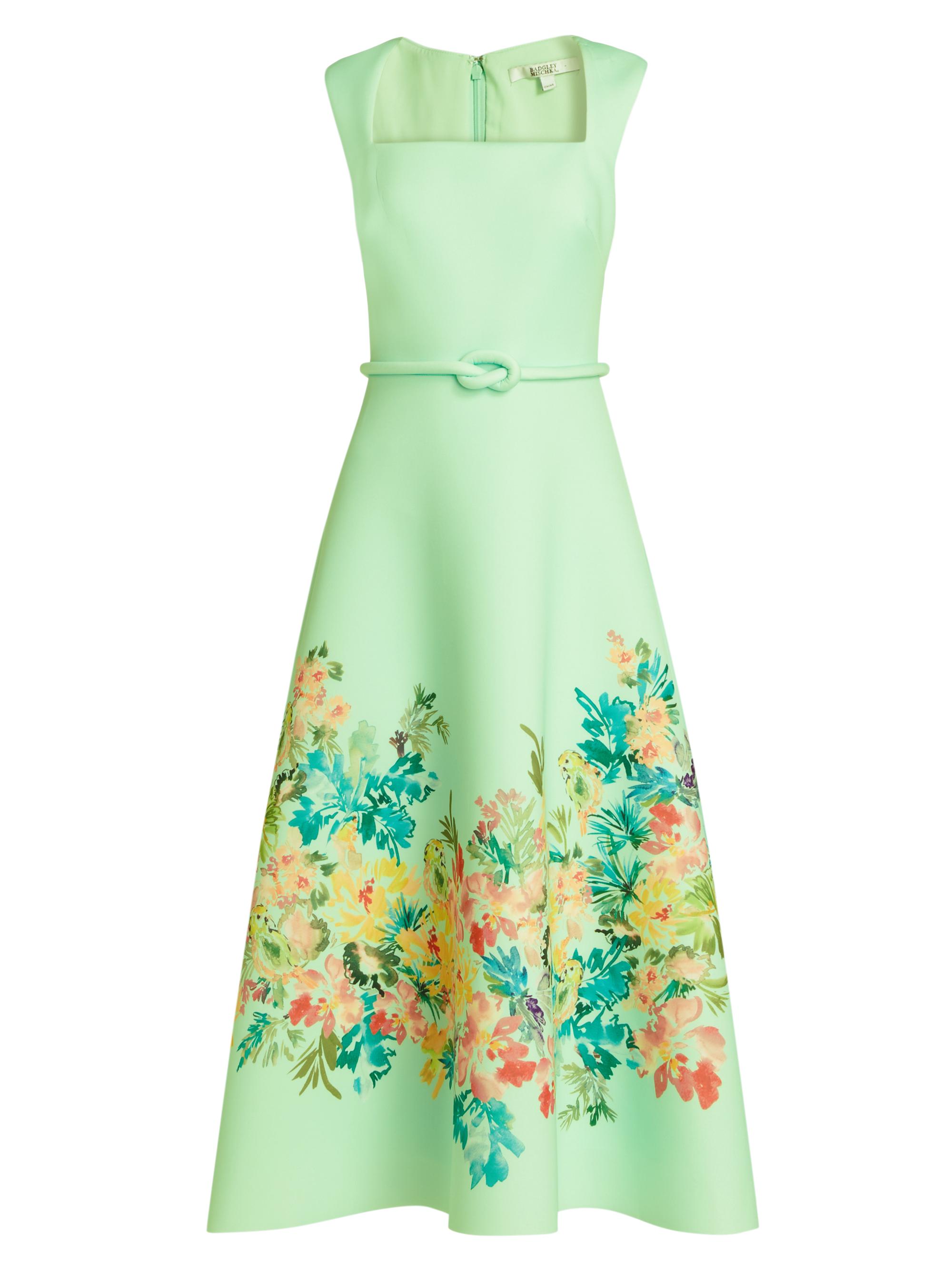 Badgley Mischka Women's Floral Neoprene Cocktail Dress - Mint Multi