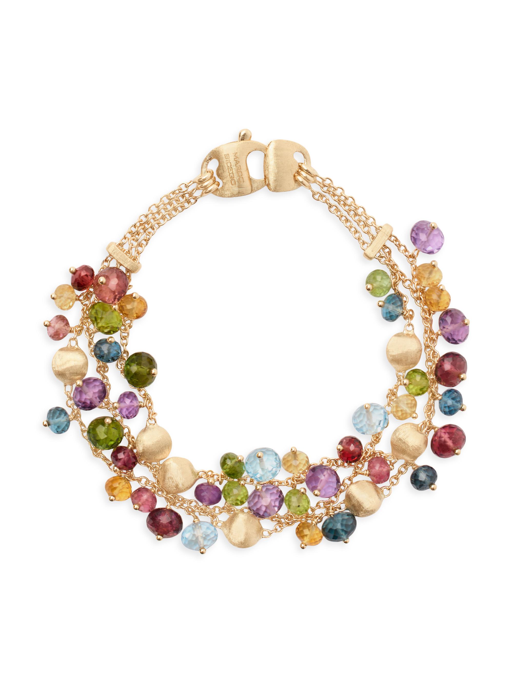 Marco Bicego Women's Africa 18K Yellow Gold & Multi-Gemstone Triple-Strand Bracelet - Yellow Gold