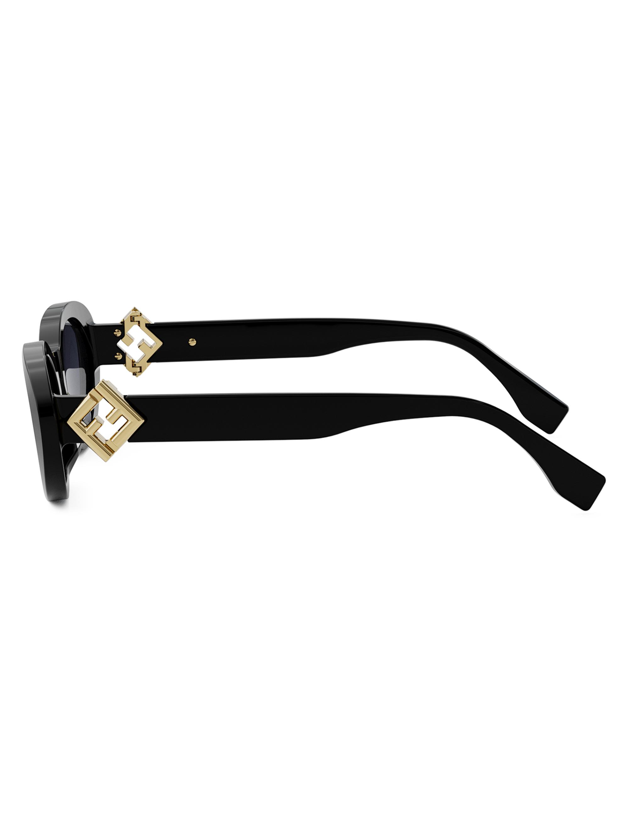 Fendi Diamond Black 53MM Oval Sunglasses | Saks Fifth Avenue