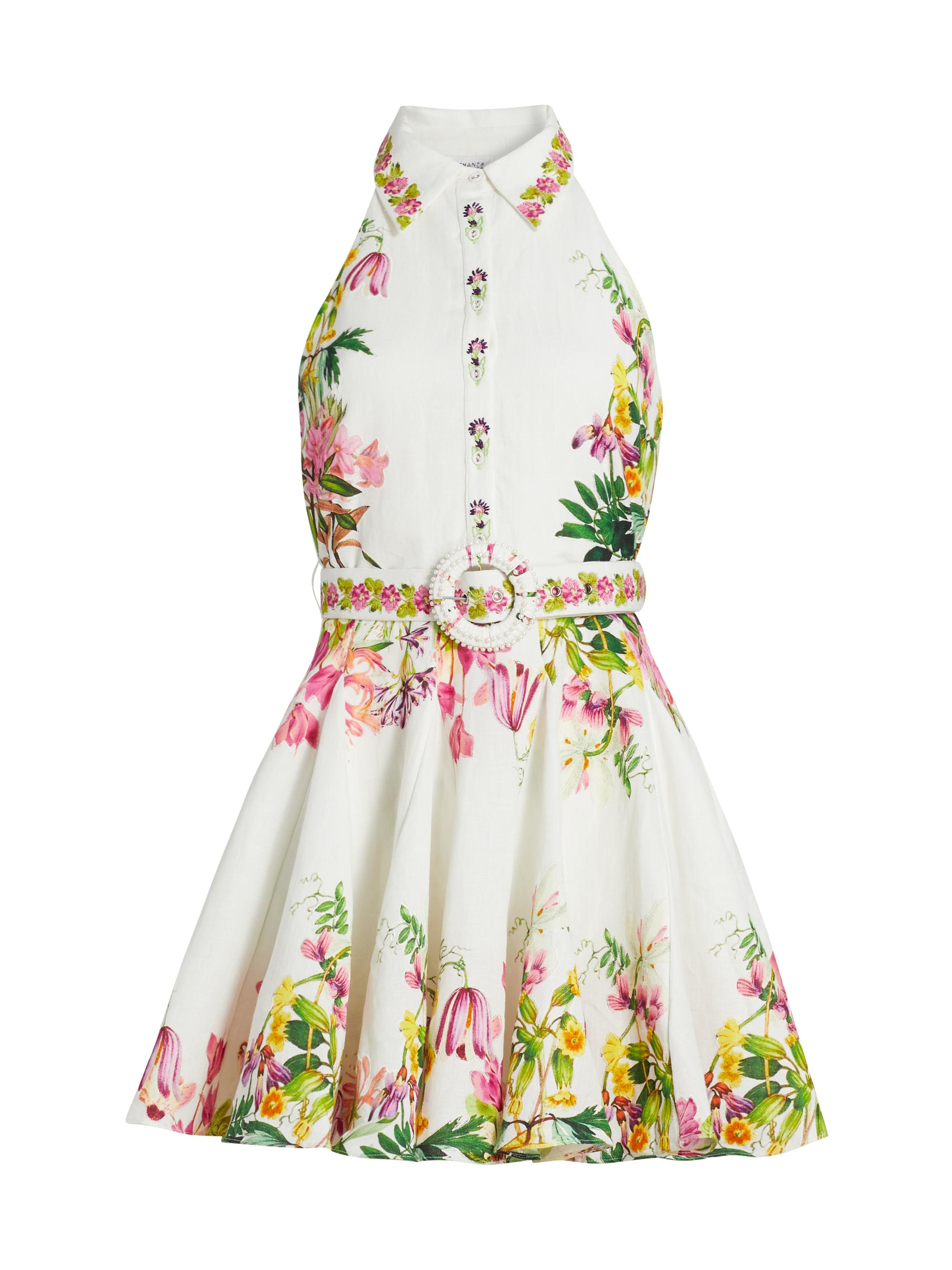 Hemant & Nandita Women's Floral Cotton-Linen Halter Shirtdress - White Floral