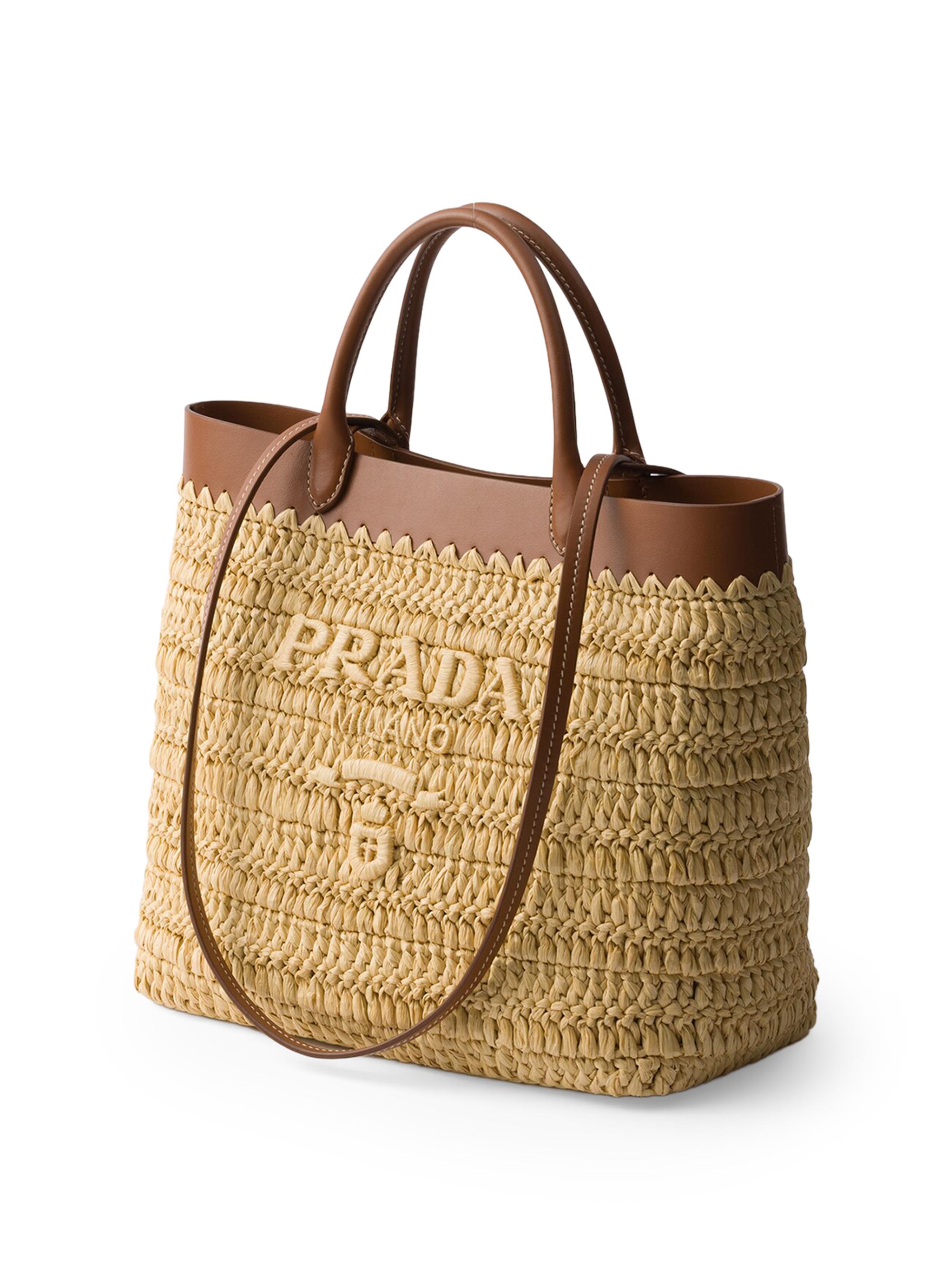 PRADA バッグ Prada Small Woven Fabric and Leather Tote Bag | Saks Fifth Avenue