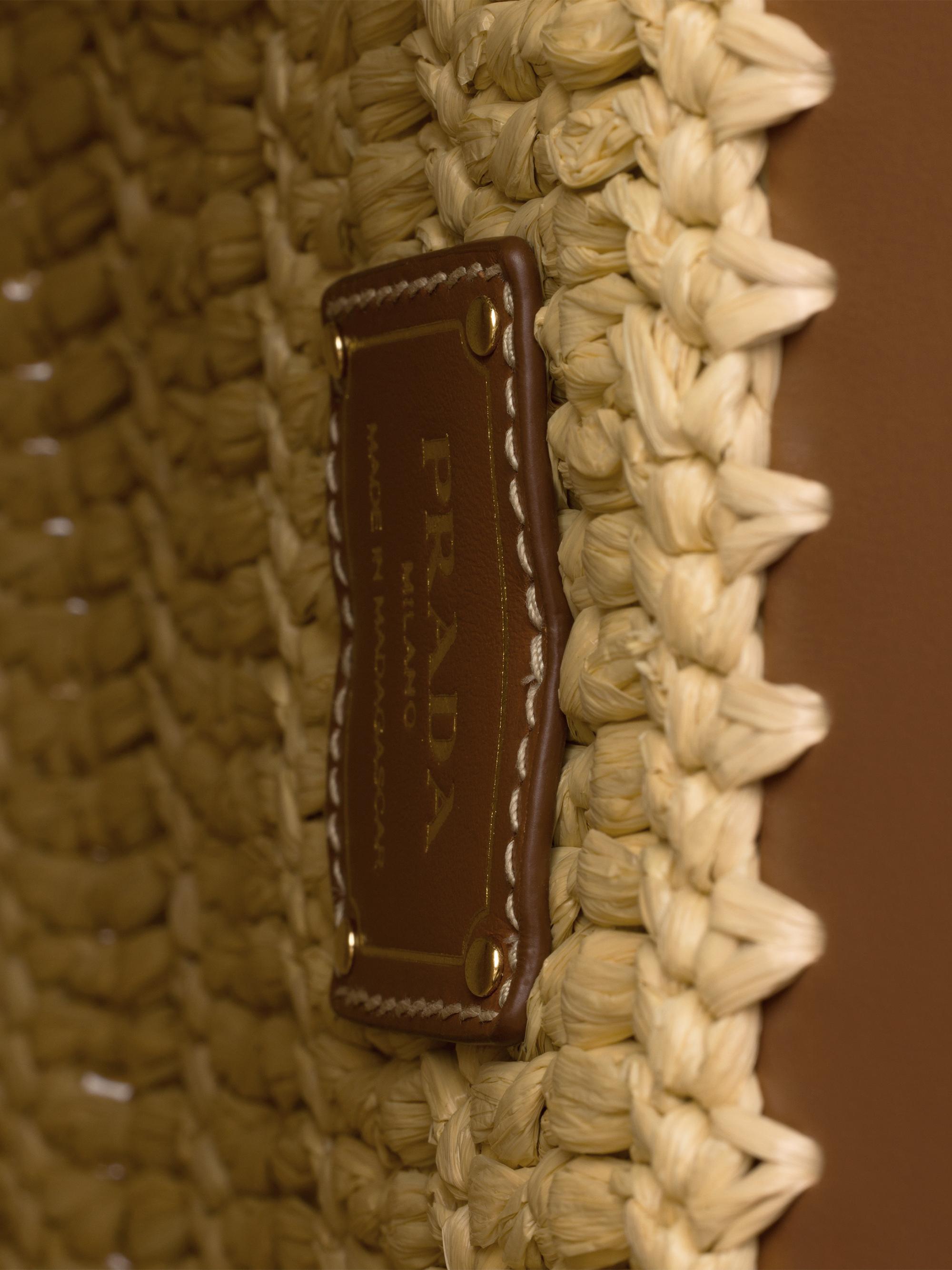 Prada Small Woven Fabric and Leather Tote Bag | Saks Fifth Avenue