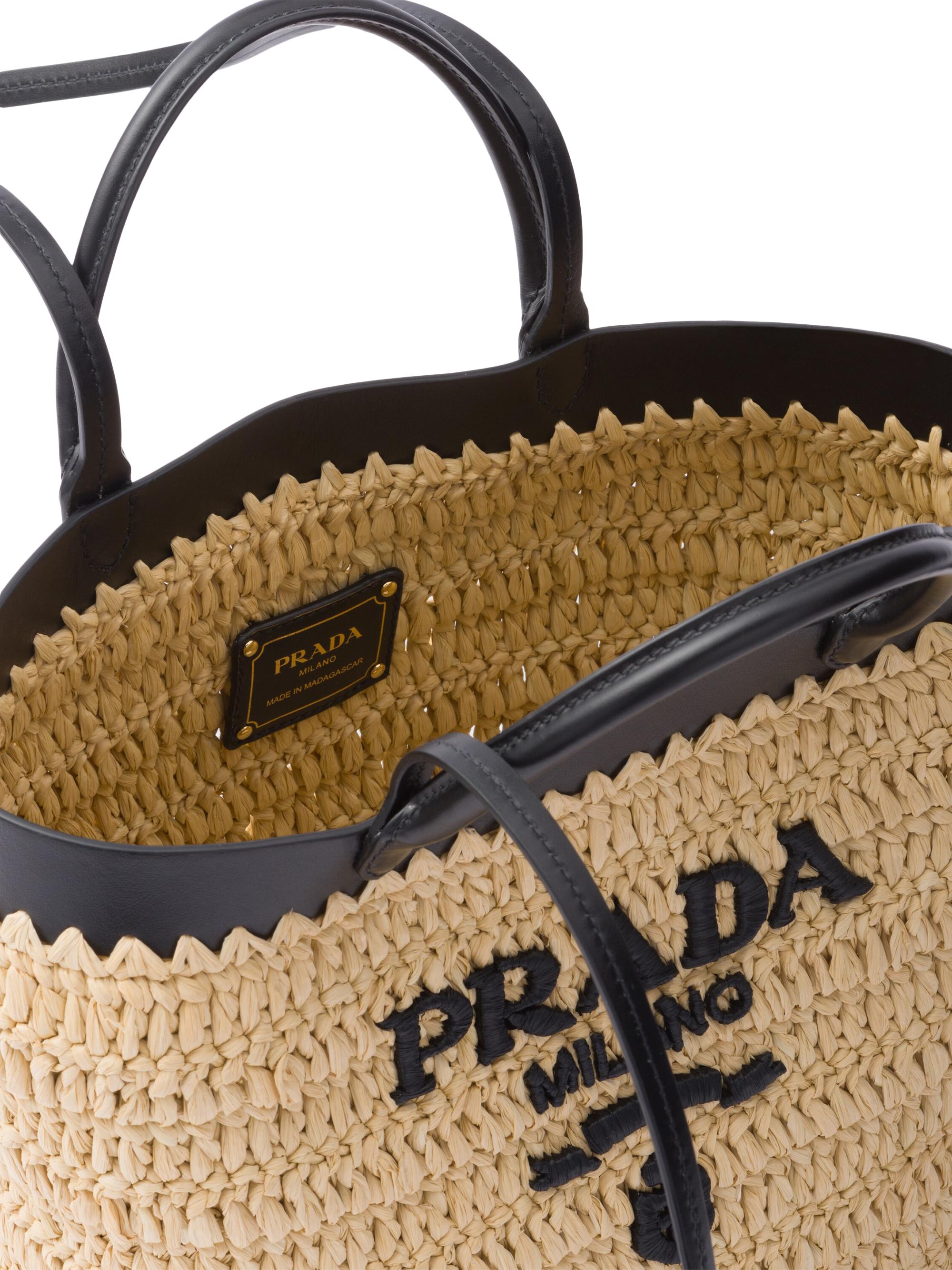 Prada Small Woven Fabric and Leather Tote Bag | Saks Fifth