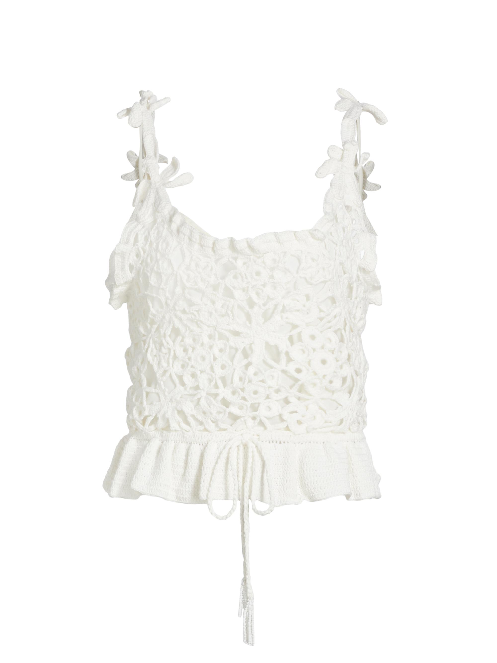 Farm Rio Women's Floral Crochet Top - Off White