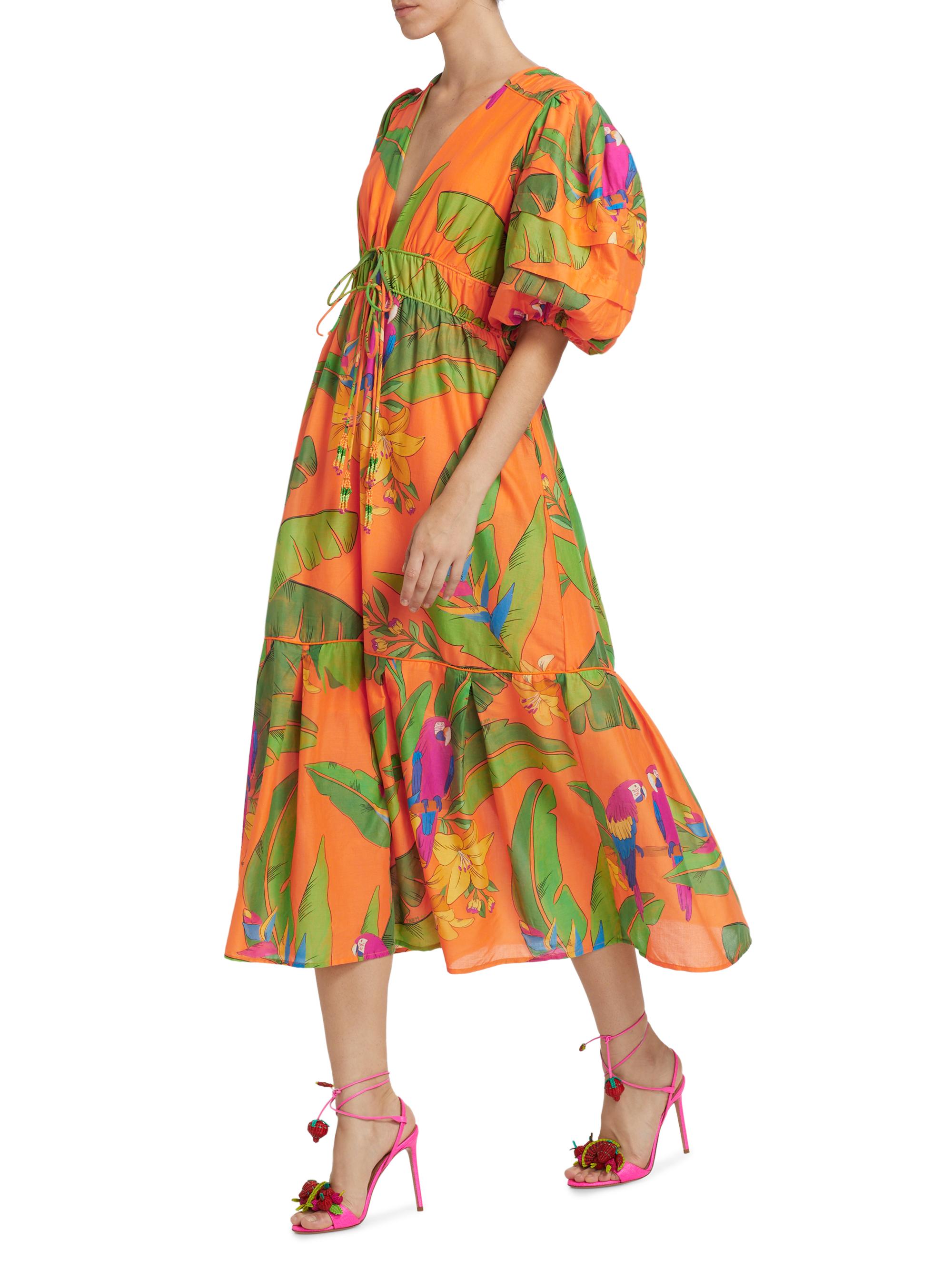 Fresh Macaws Midi-Dress
