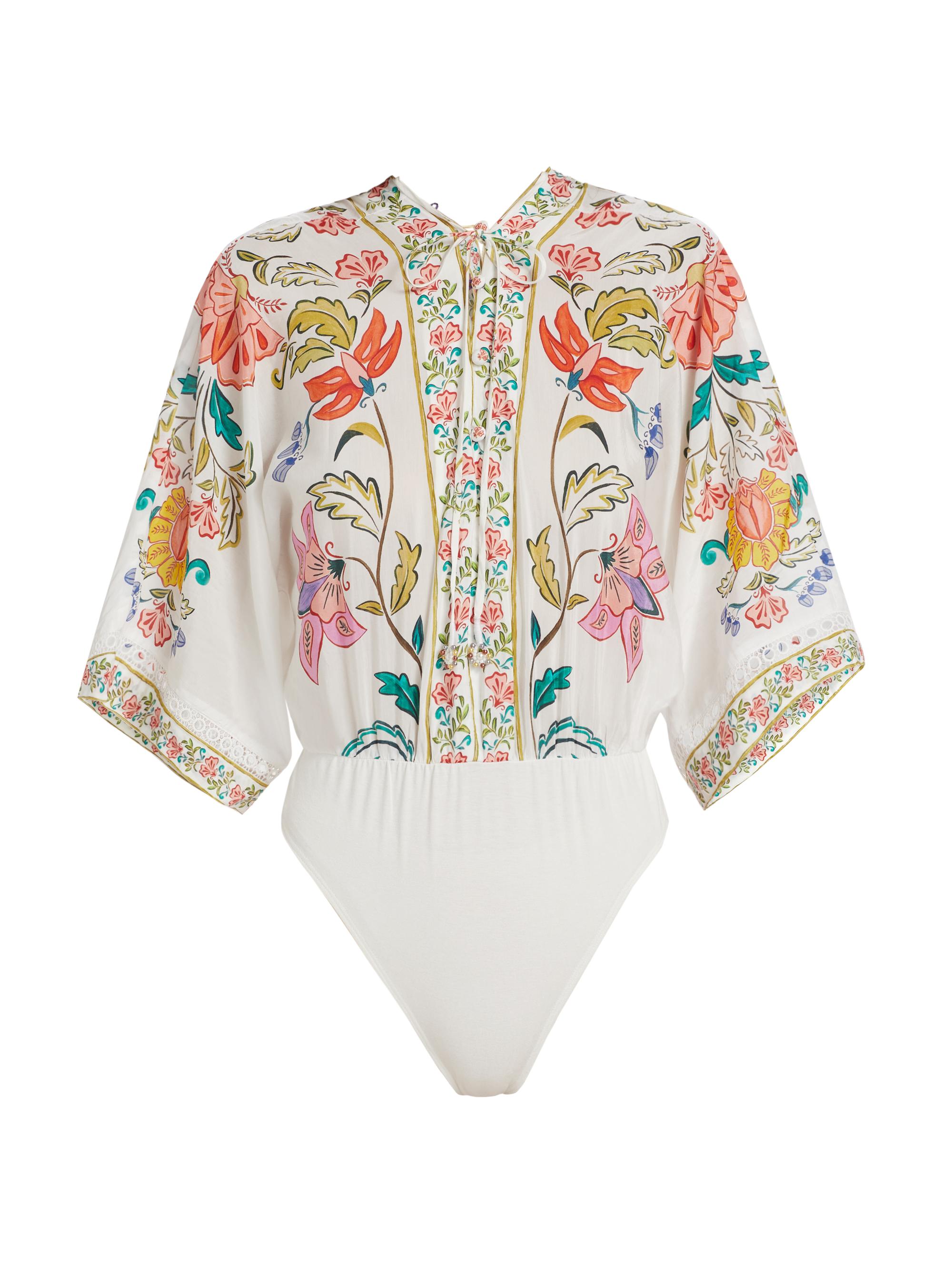 Farm Rio Women's Floral Insects Bodysuit - Off White