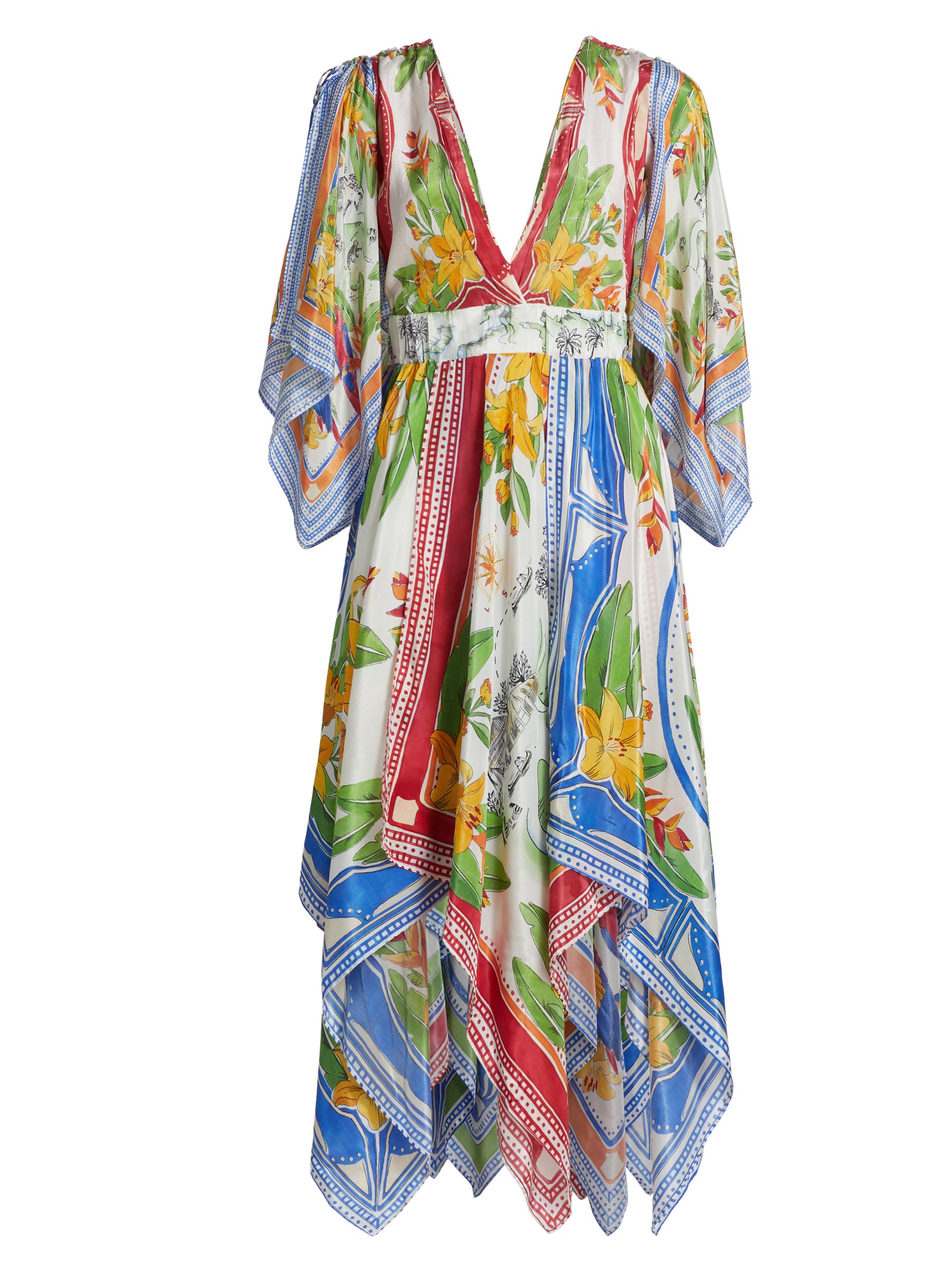 Farm Rio Women's Tropical Destination Scarf Maxi Dress - Tropical Destination Off White