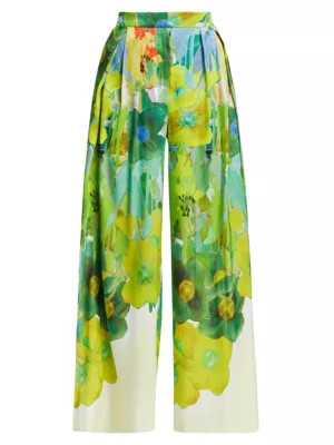 ETRO floral wide-leg trousers - Yellow