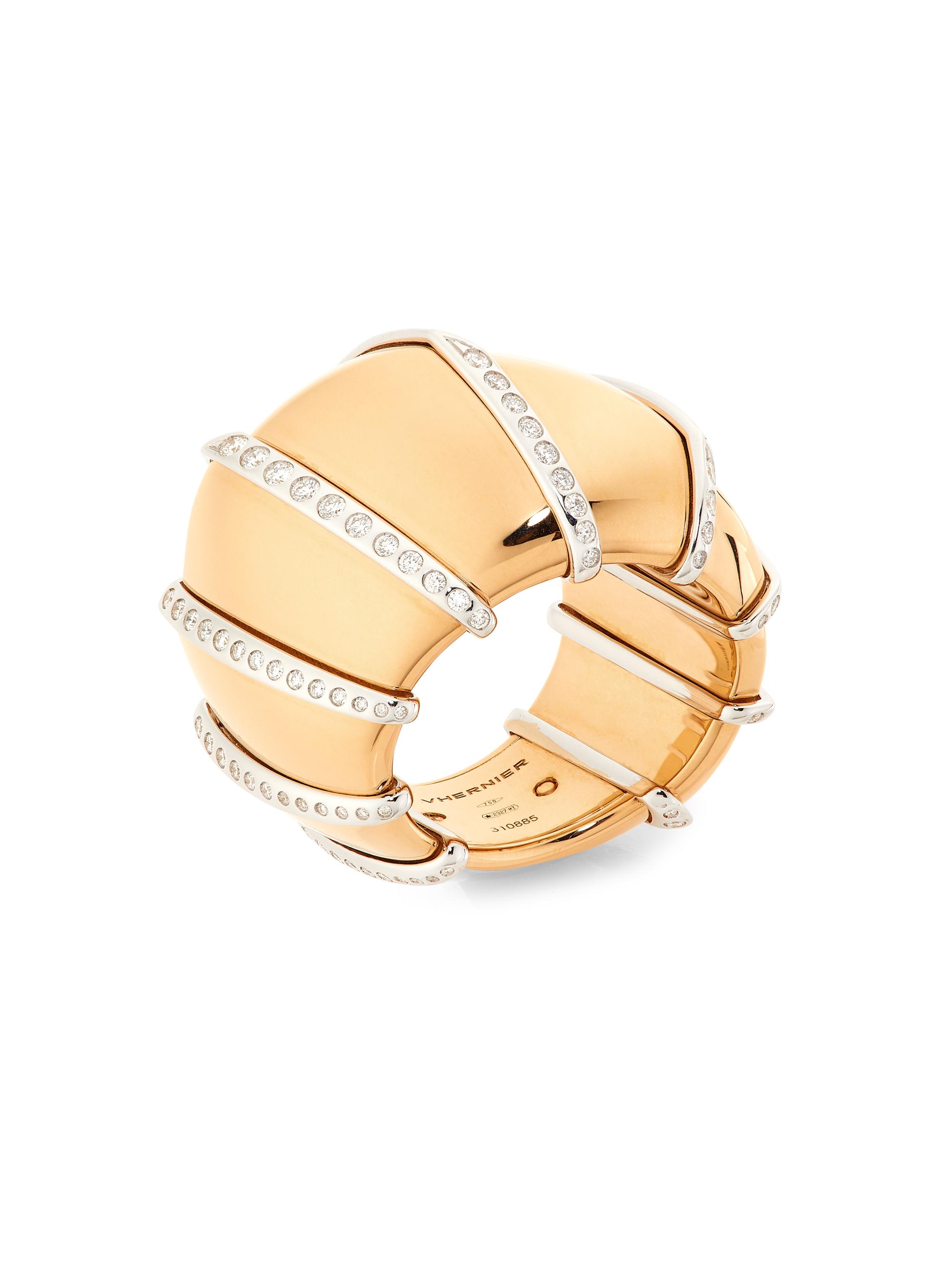 Vhernier Women's Ardis Two-Tone 18K Gold & 0.88 TCW Diamond Ring - Rose Gold