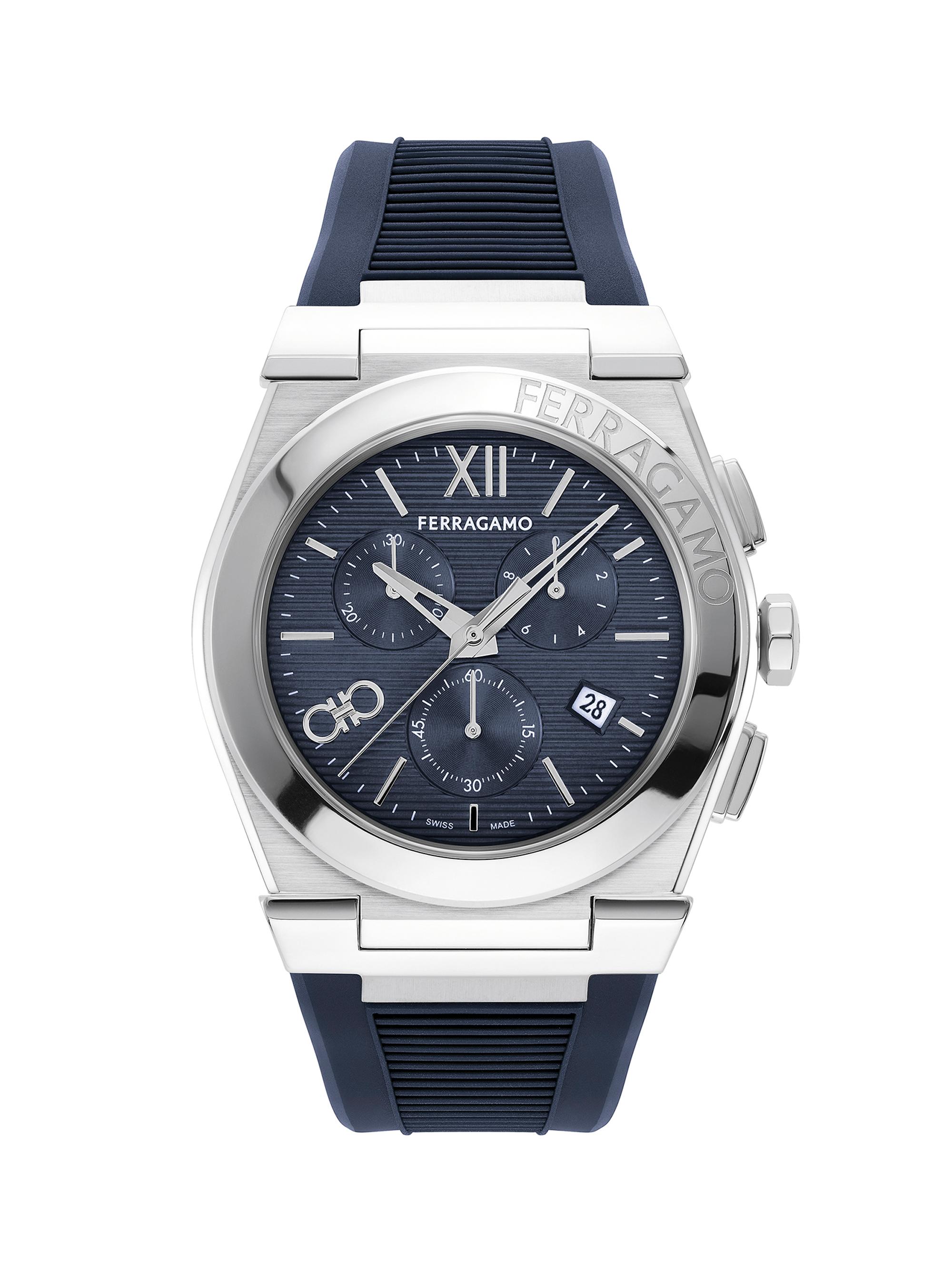 FERRAGAMO Men's Vega Chrono Stainless Steel & Woven Strap Watch/42MM - Navy Silver