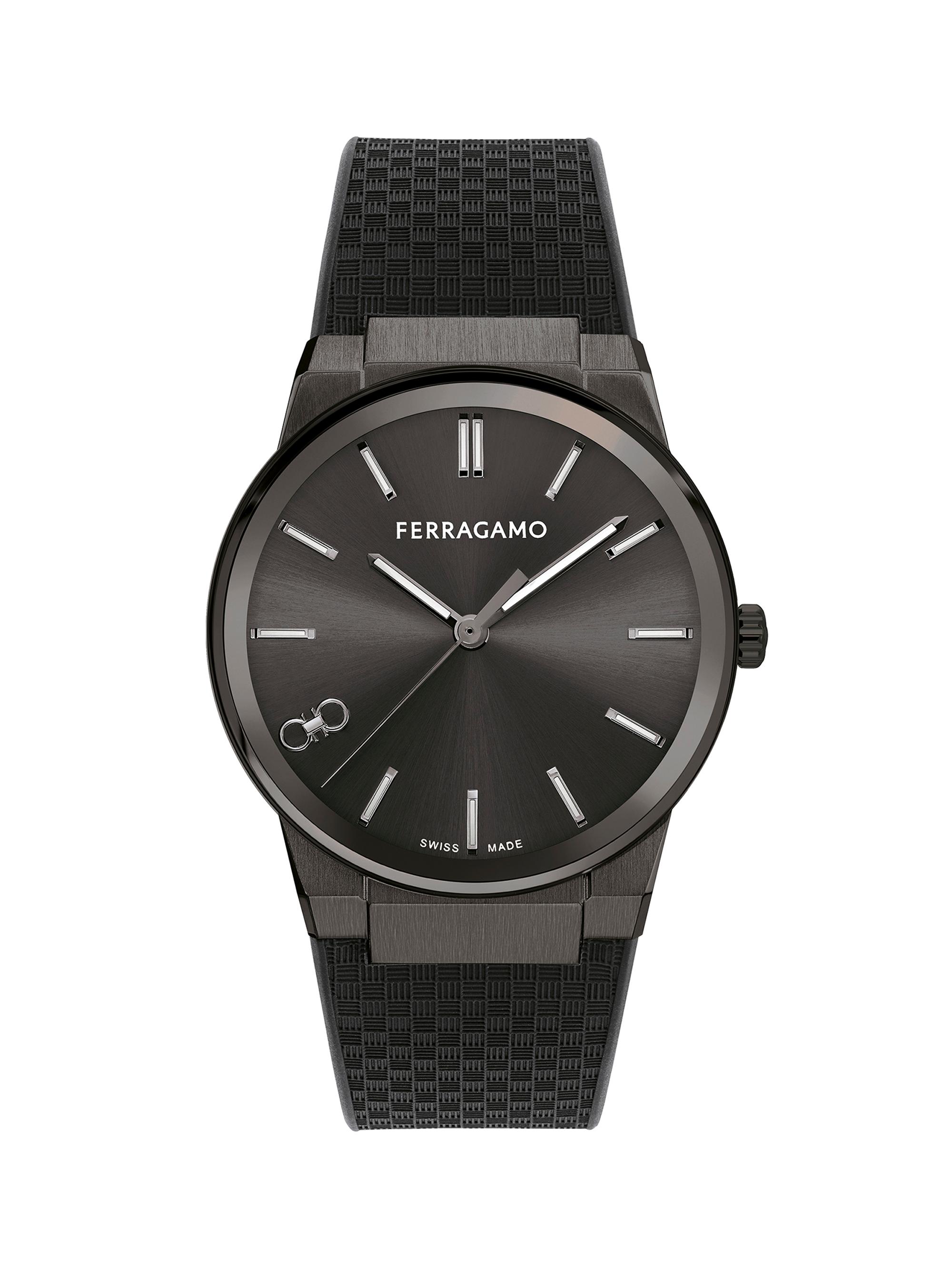 FERRAGAMO Men's Infinity Sapphire Stainless Steel & Woven Strap Watch/41MM - Black Grey