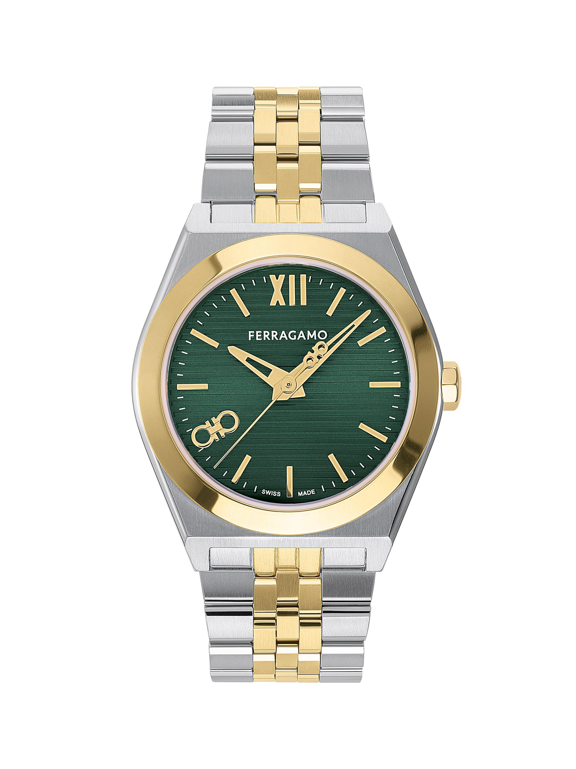 FERRAGAMO Men's Vega New Stainless Steel Bracelet Watch/40MM - Two Tone Green