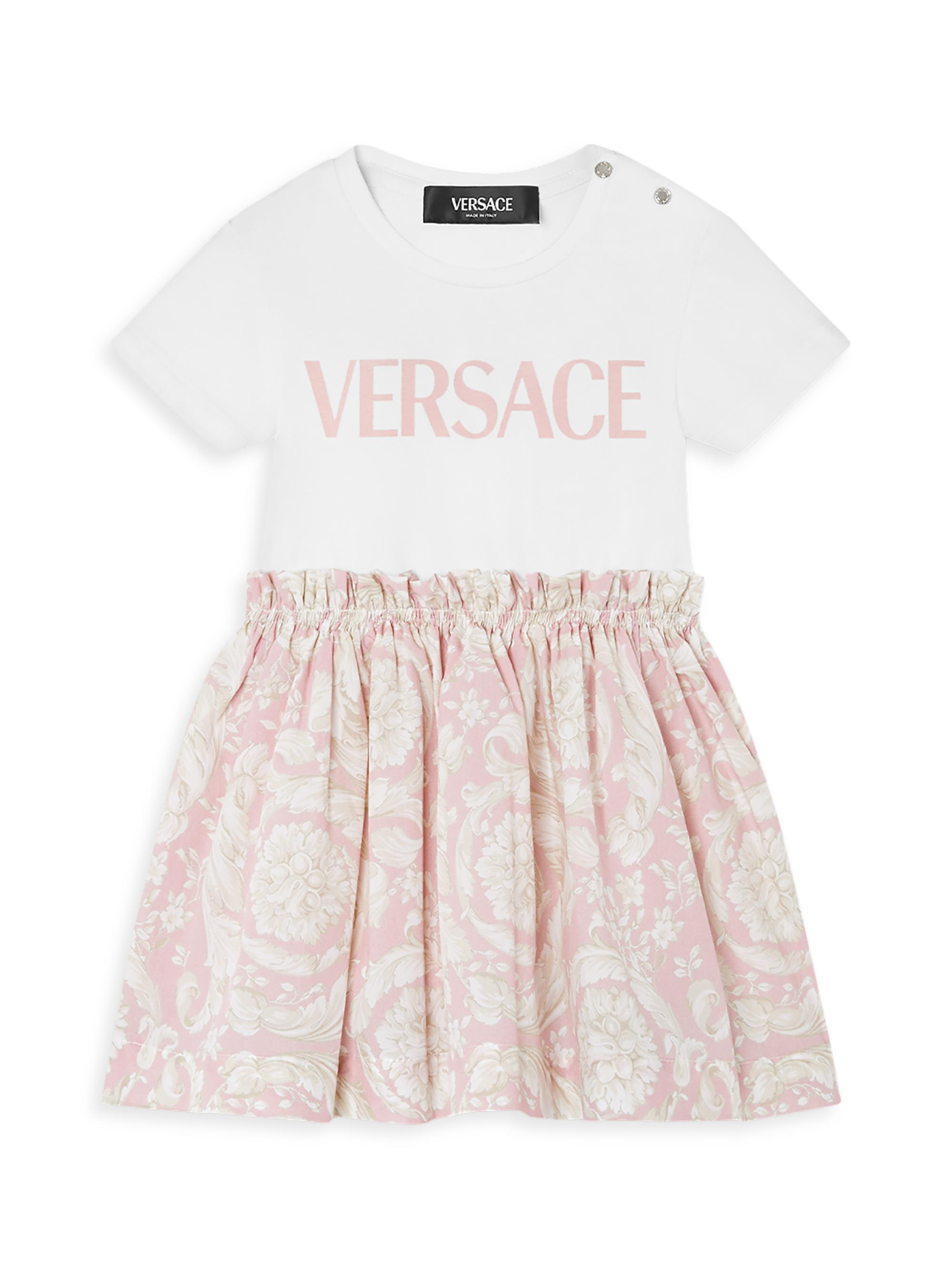 Versace Baby Girl's Logo Barocco T-Shirt Dress - White Pink 6 Months