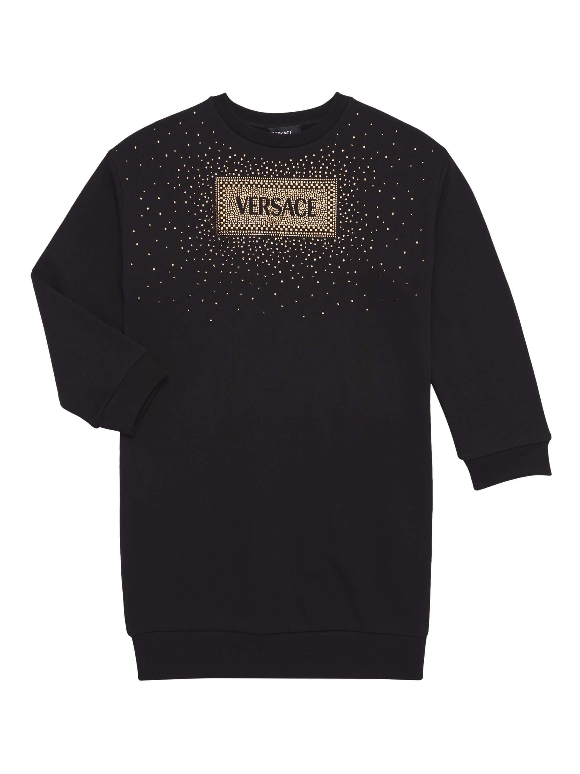 Versace Little Girl's & Girl's Logo Embroidered Fleece Dress - Black