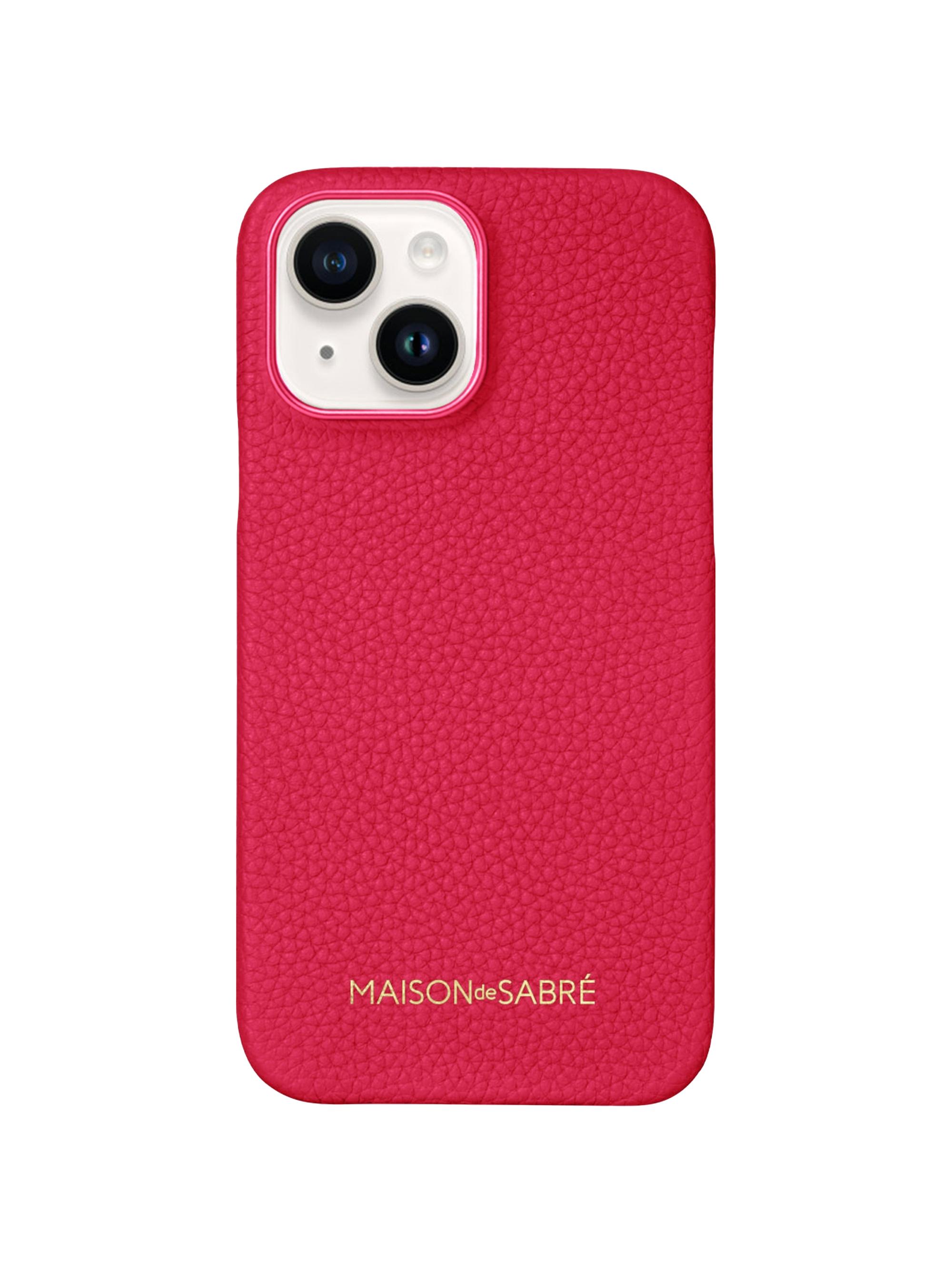 Maison de Sabre Leather Phone Case (iPhone 15) - Shibuya Fuchsia