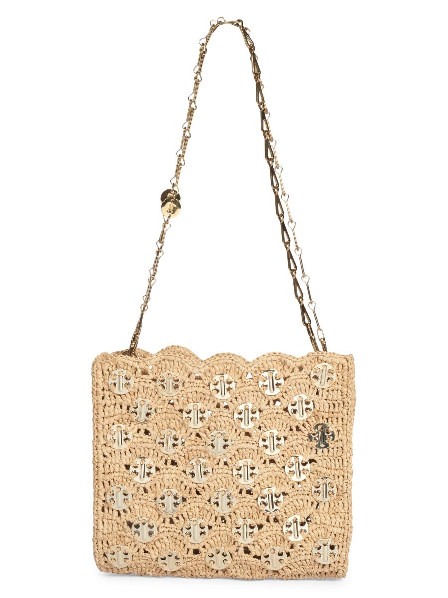 Rabanne Sunkist 1969 Square Woven Raffia & Chain Mail Shoulder Bag