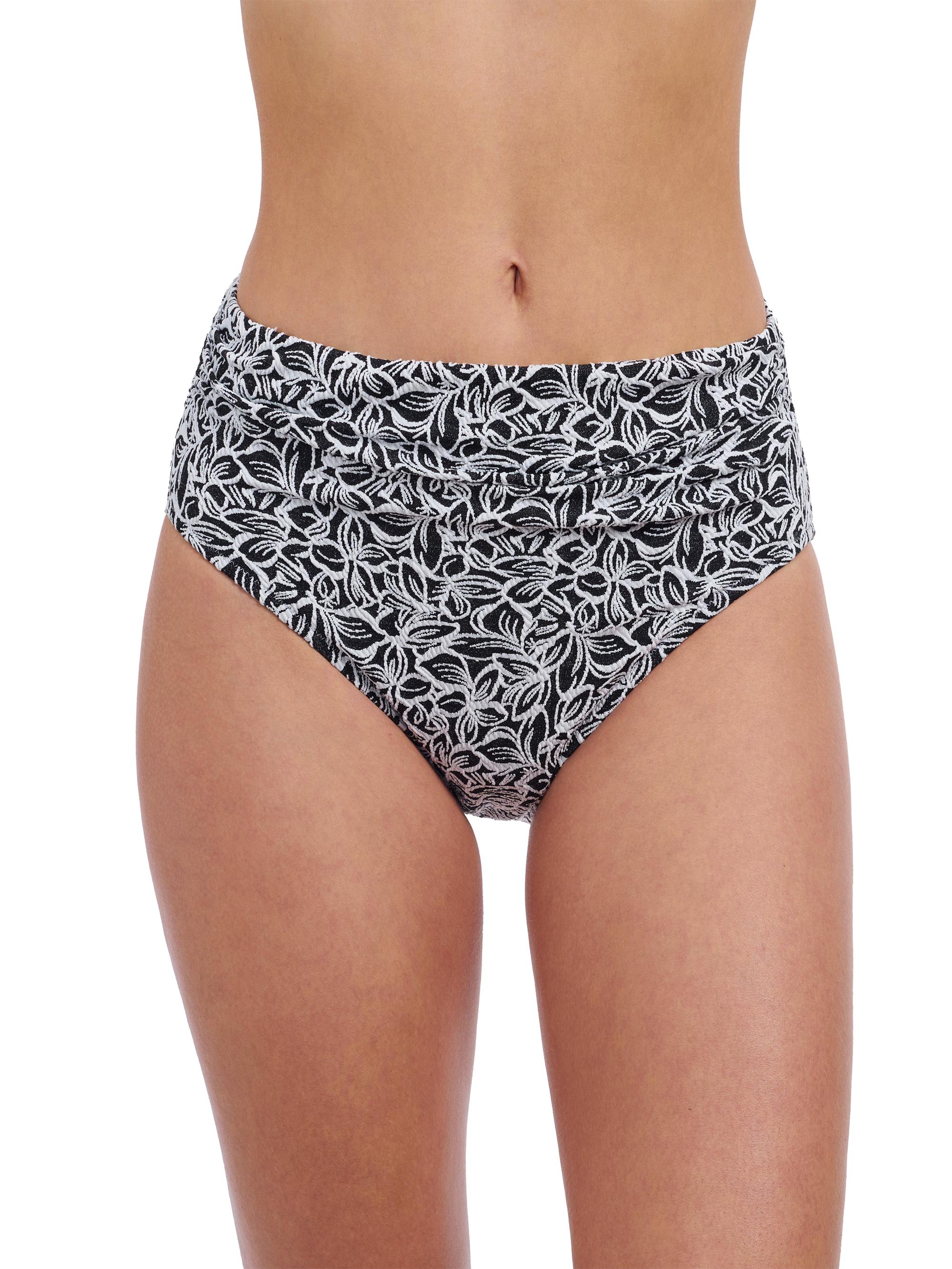 Gottex Swimwear Women's Plumeria Floral Bikini Bottom - Black White